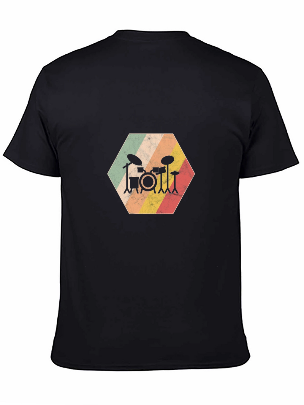 Retro Drum Set Graphic Tee - Black