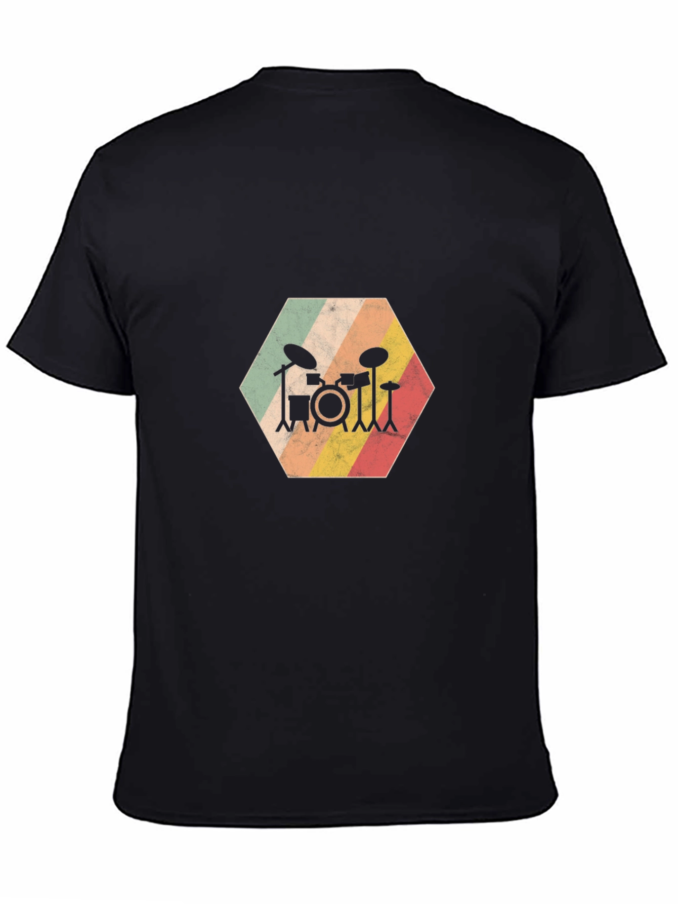 Retro Drum Set Graphic Tee - Black