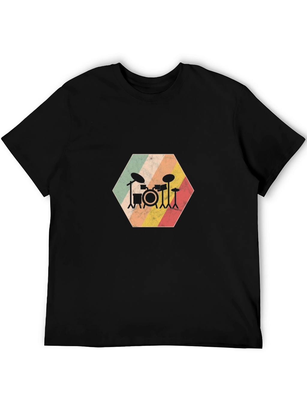 Retro Drum Set Graphic Tee - Black