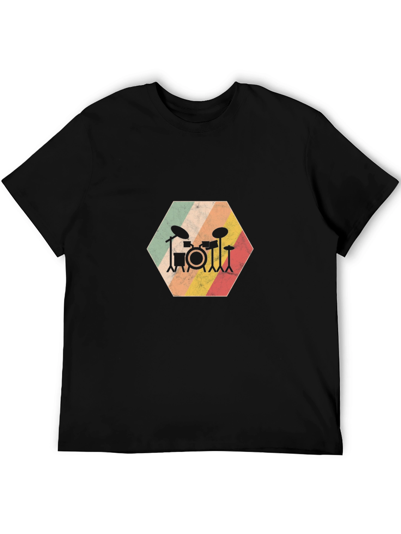 Retro Drum Set Graphic Tee - Black