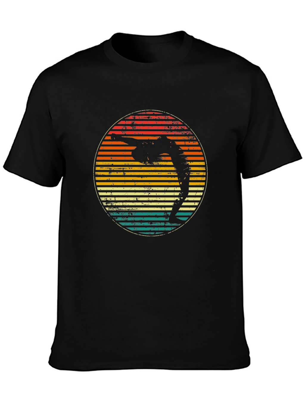 Retro Yoga Pose Sunset Graphic T-Shirt