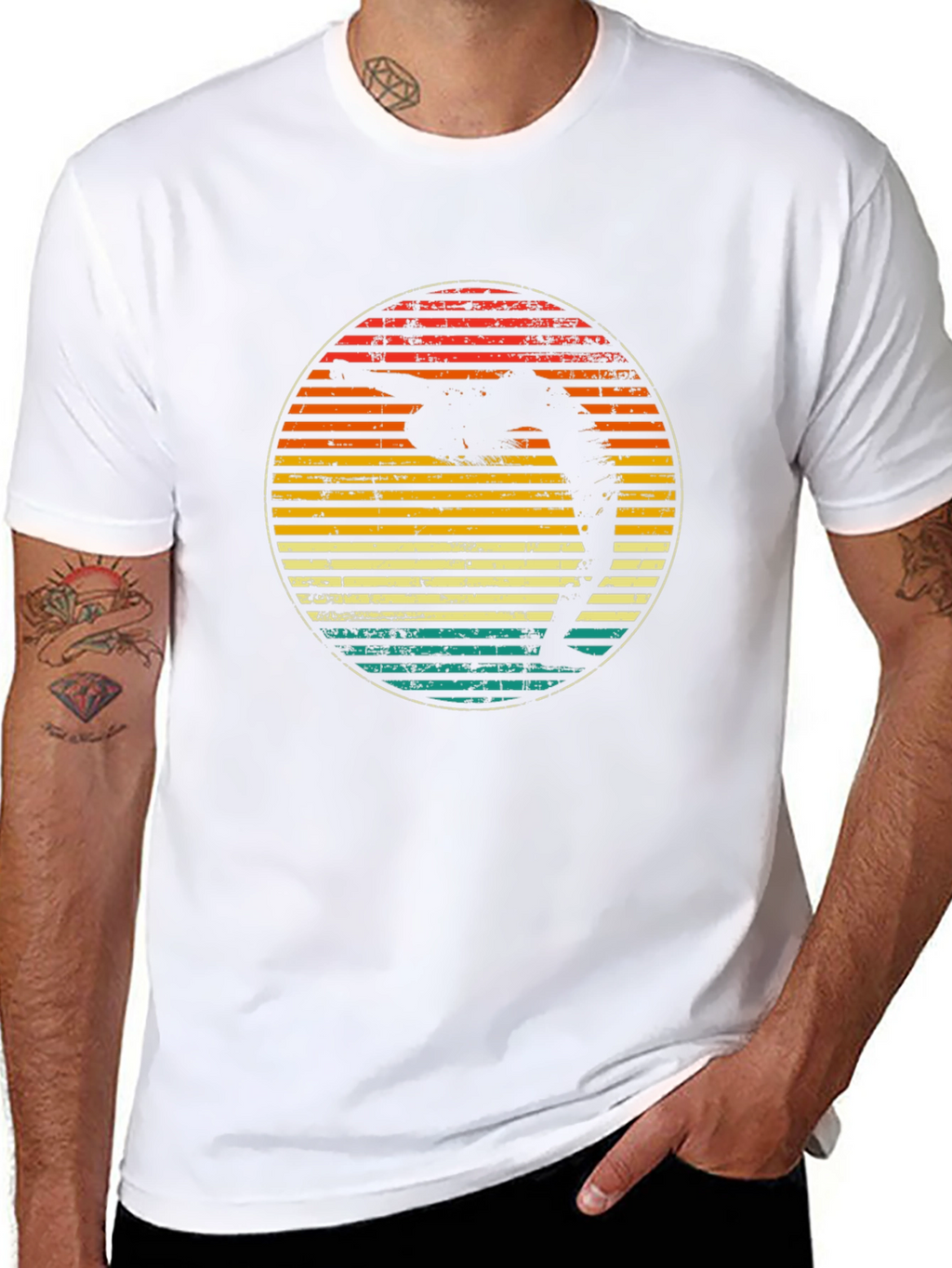 Retro Yoga Pose Sunset Graphic T-Shirt