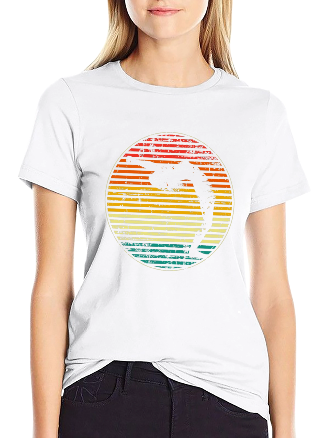 Retro Yoga Pose Sunset Graphic T-Shirt