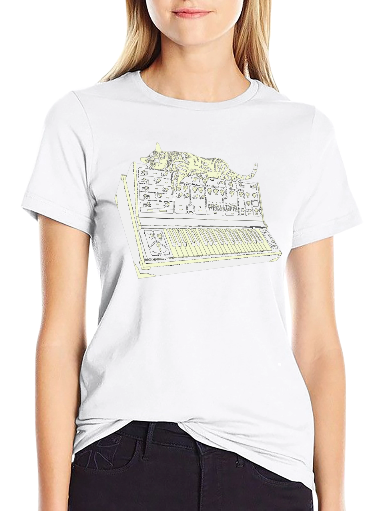 Cat Nap Synthesizer T-Shirt: Cool Cat Music Lover Tee