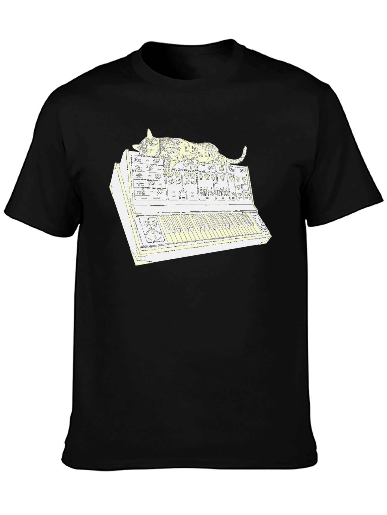 Cat Nap Synthesizer T-Shirt: Cool Cat Music Lover Tee