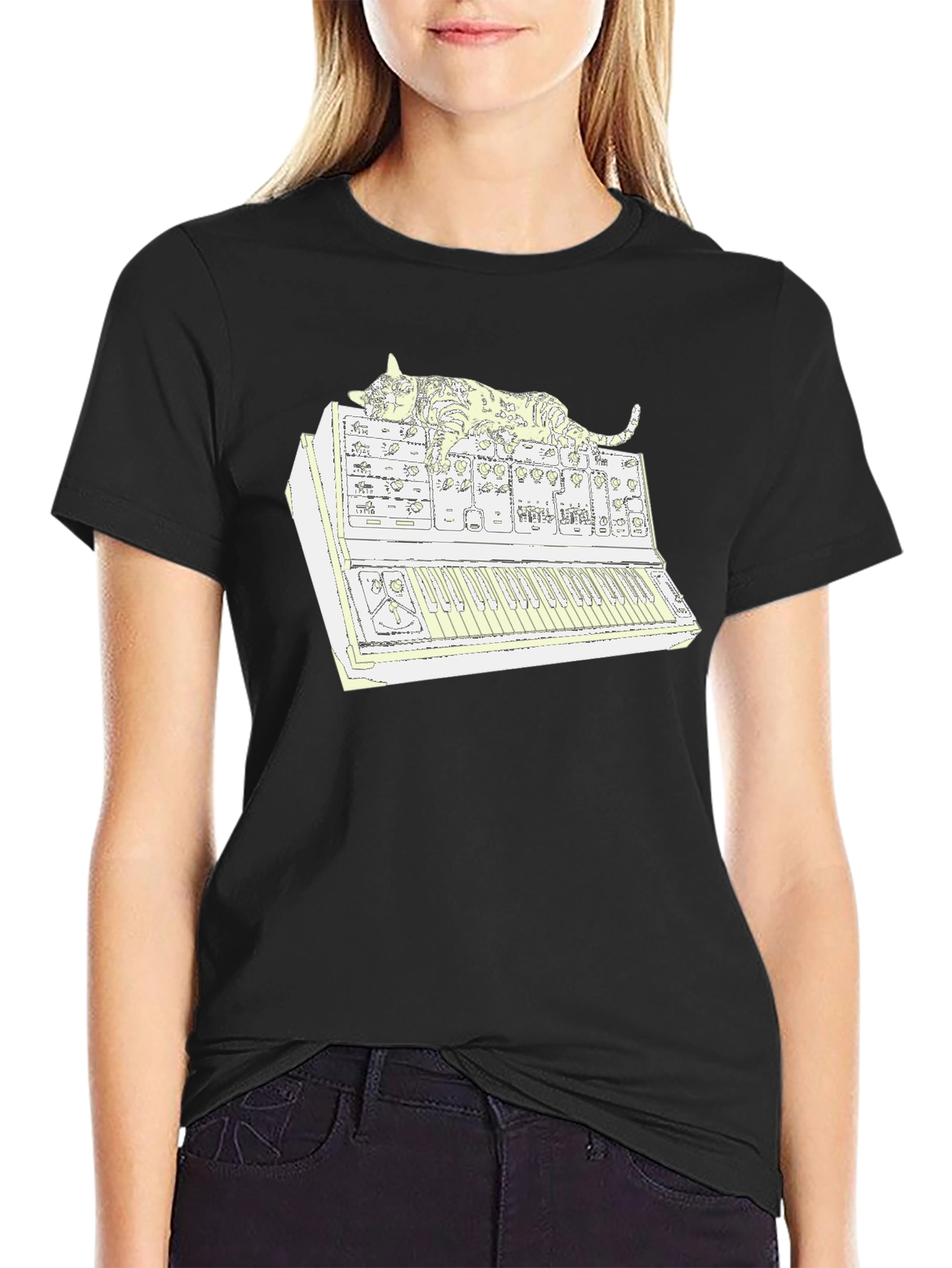 Cat Nap Synthesizer T-Shirt: Cool Cat Music Lover Tee