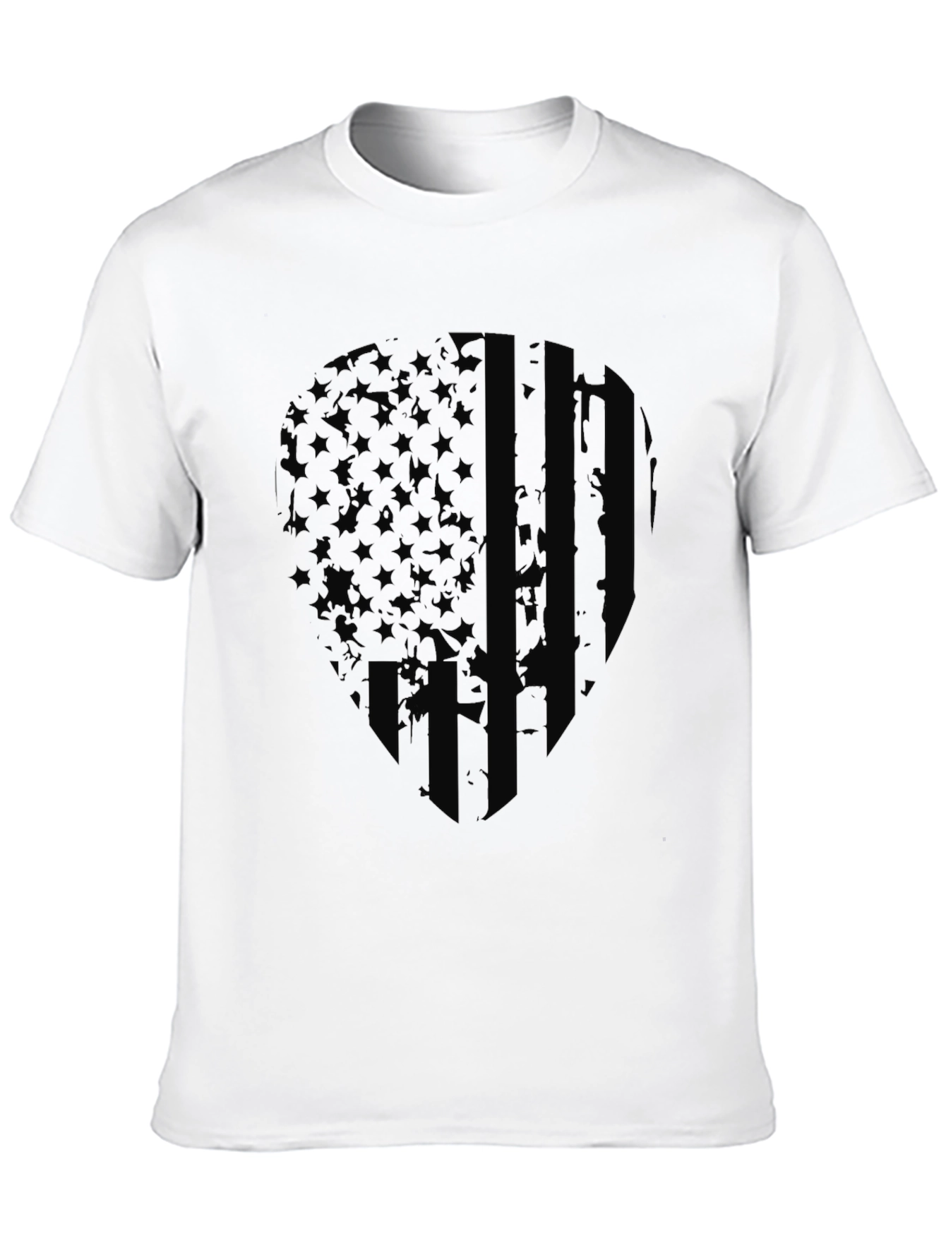 Patriotic Skull USA Flag Mens T-Shirt - Black Graphic Tee