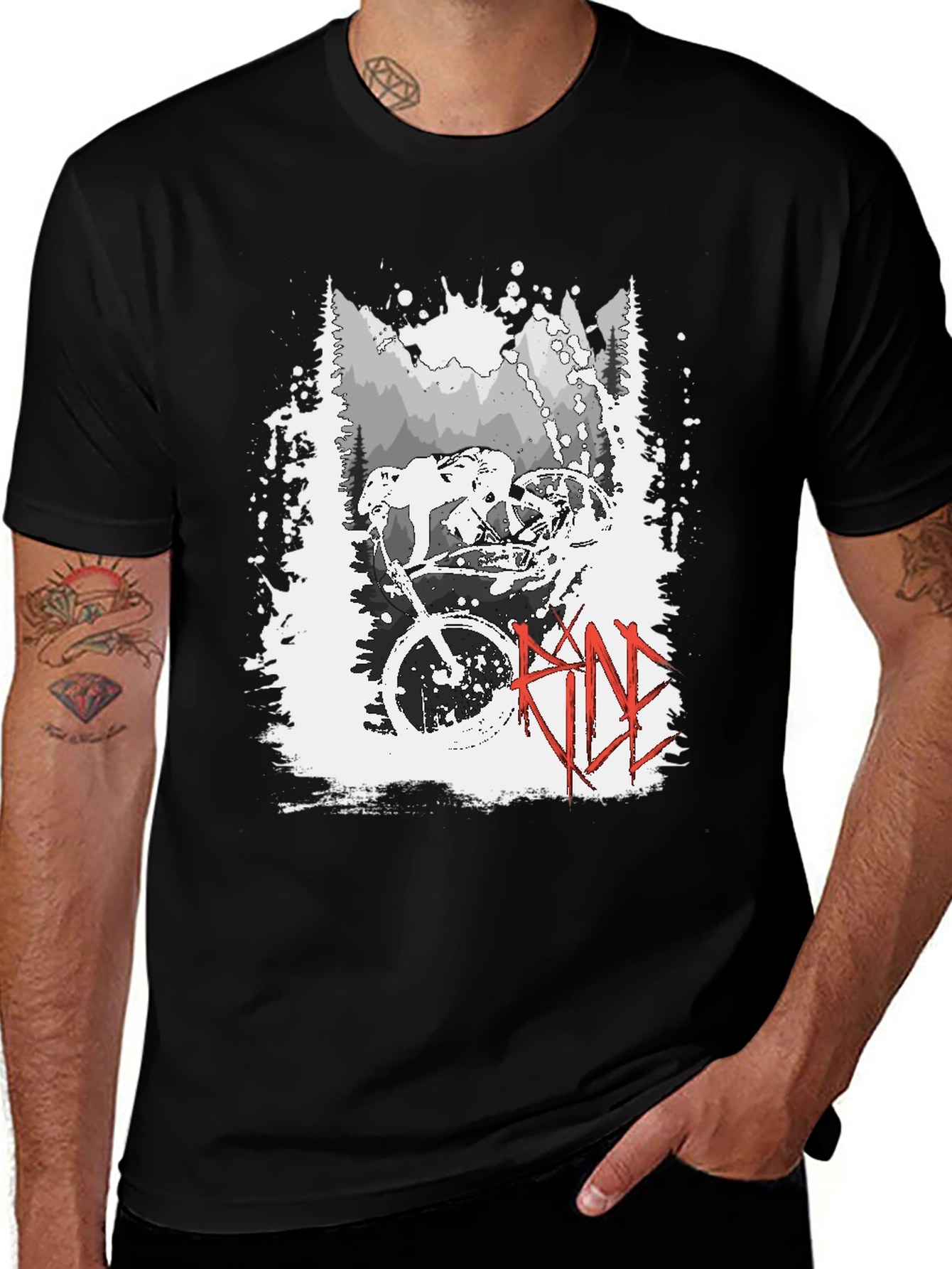 Ride Mountain Bike Graphic T-Shirt - Black