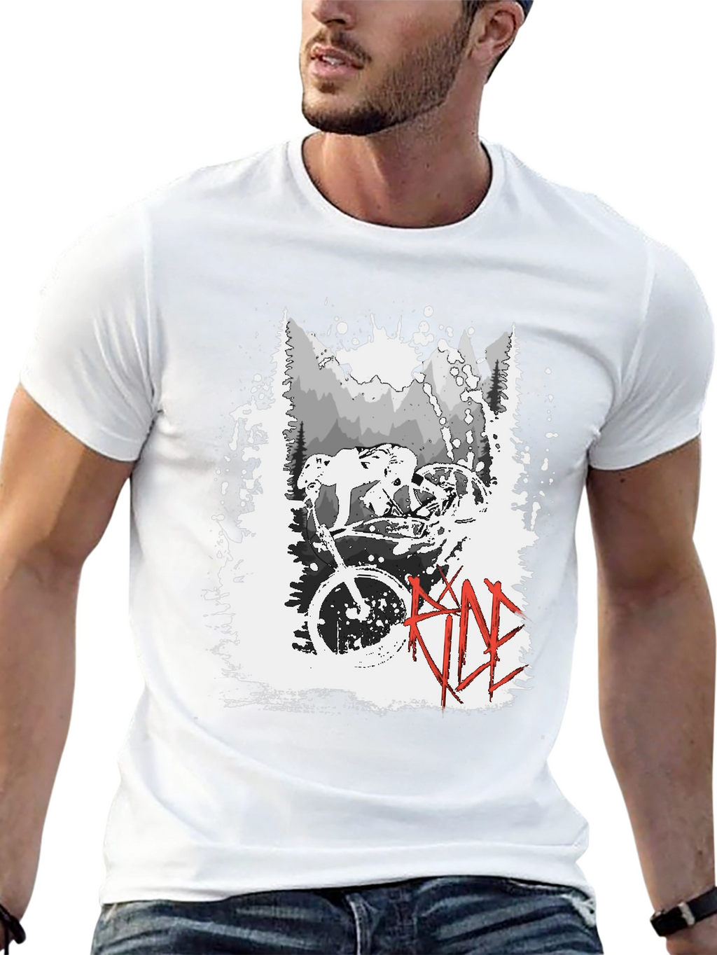 Ride Mountain Bike Graphic T-Shirt - Black