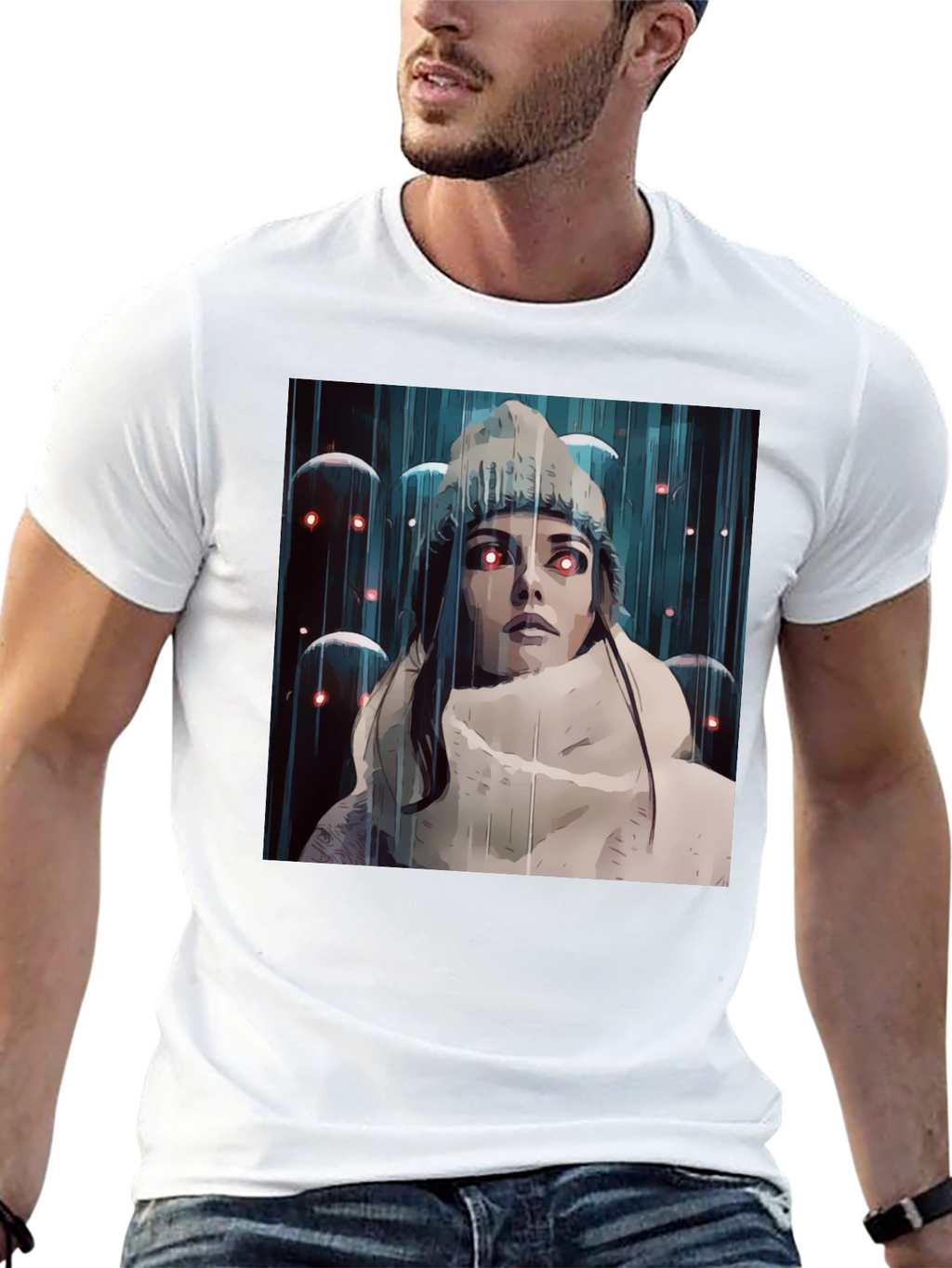 Artistic Womans Tee - Red Eye Dreamscape Graphic