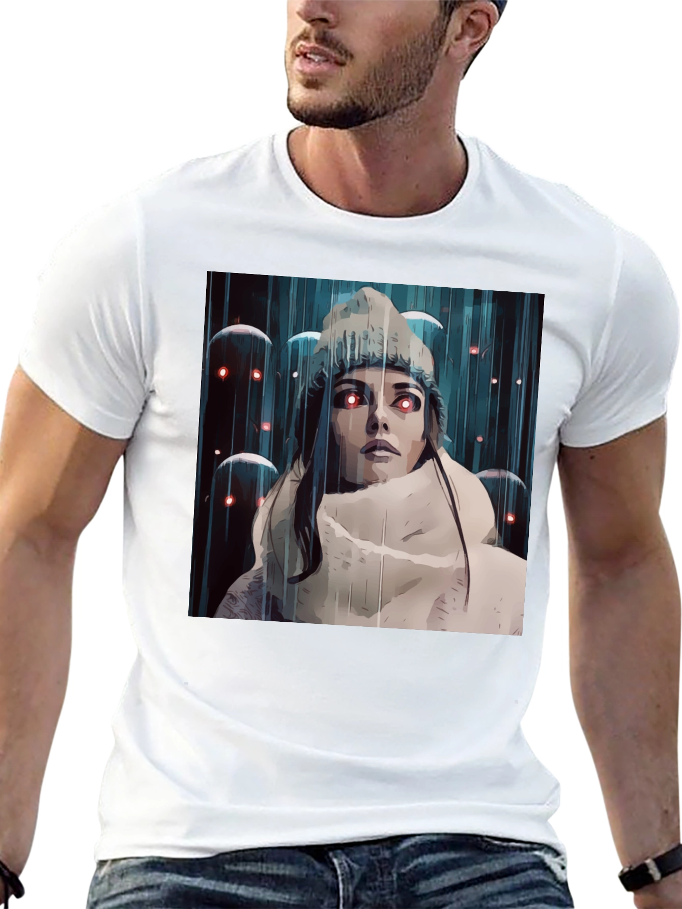 Artistic Womans Tee - Red Eye Dreamscape Graphic