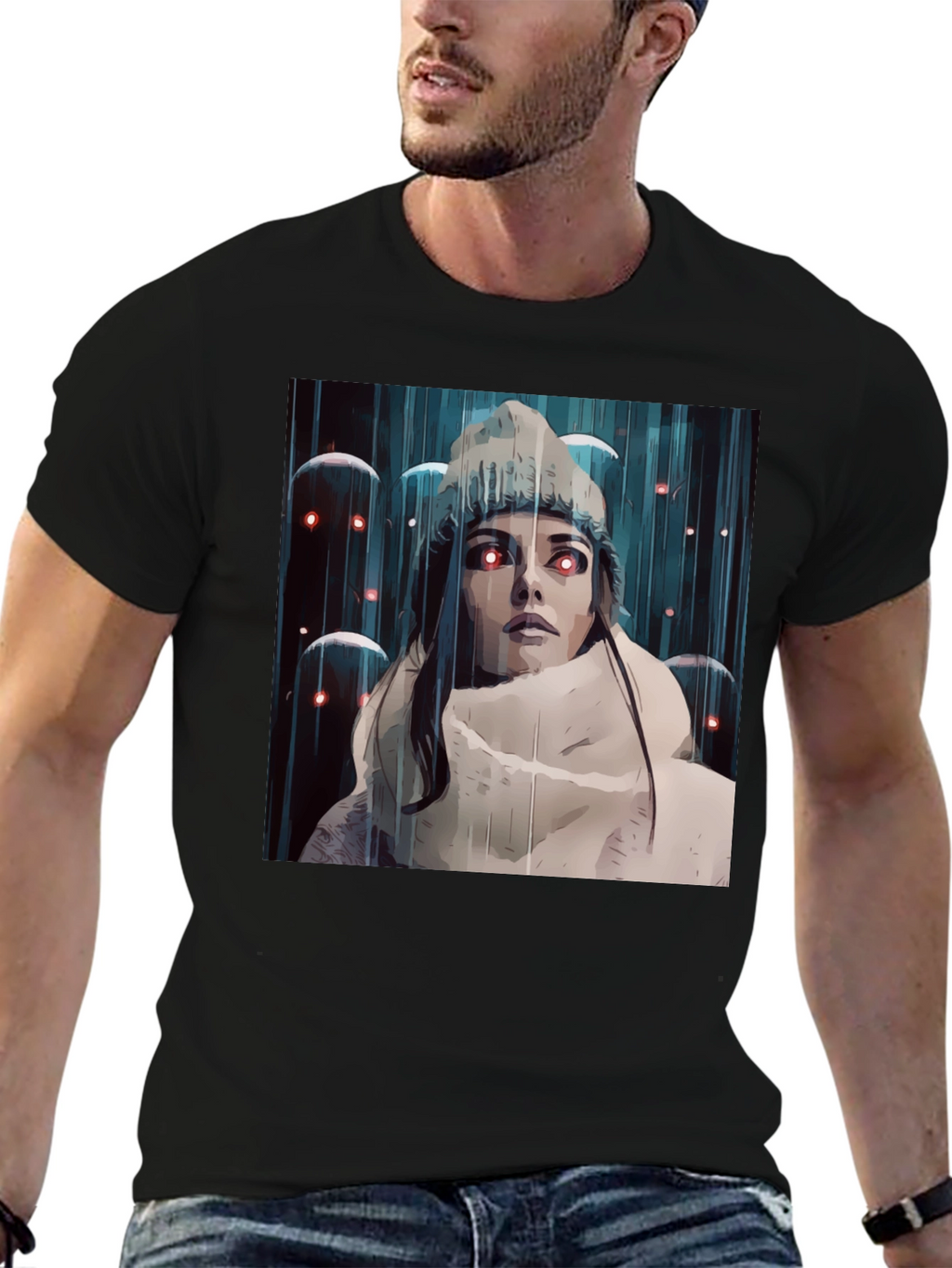 Artistic Womans Tee - Red Eye Dreamscape Graphic