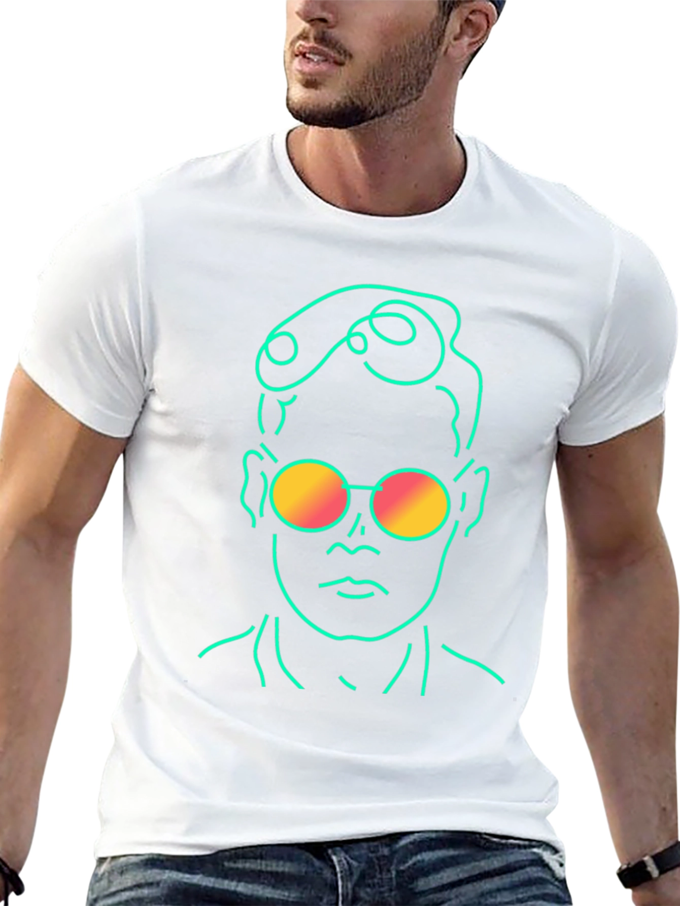 Retro Line Art T-Shirt - Cool Graphic Tee