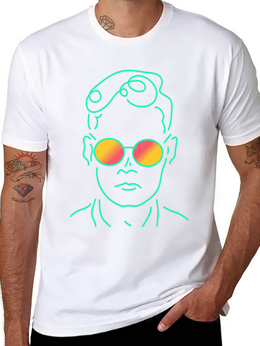 Retro Line Art T-Shirt - Cool Graphic Tee