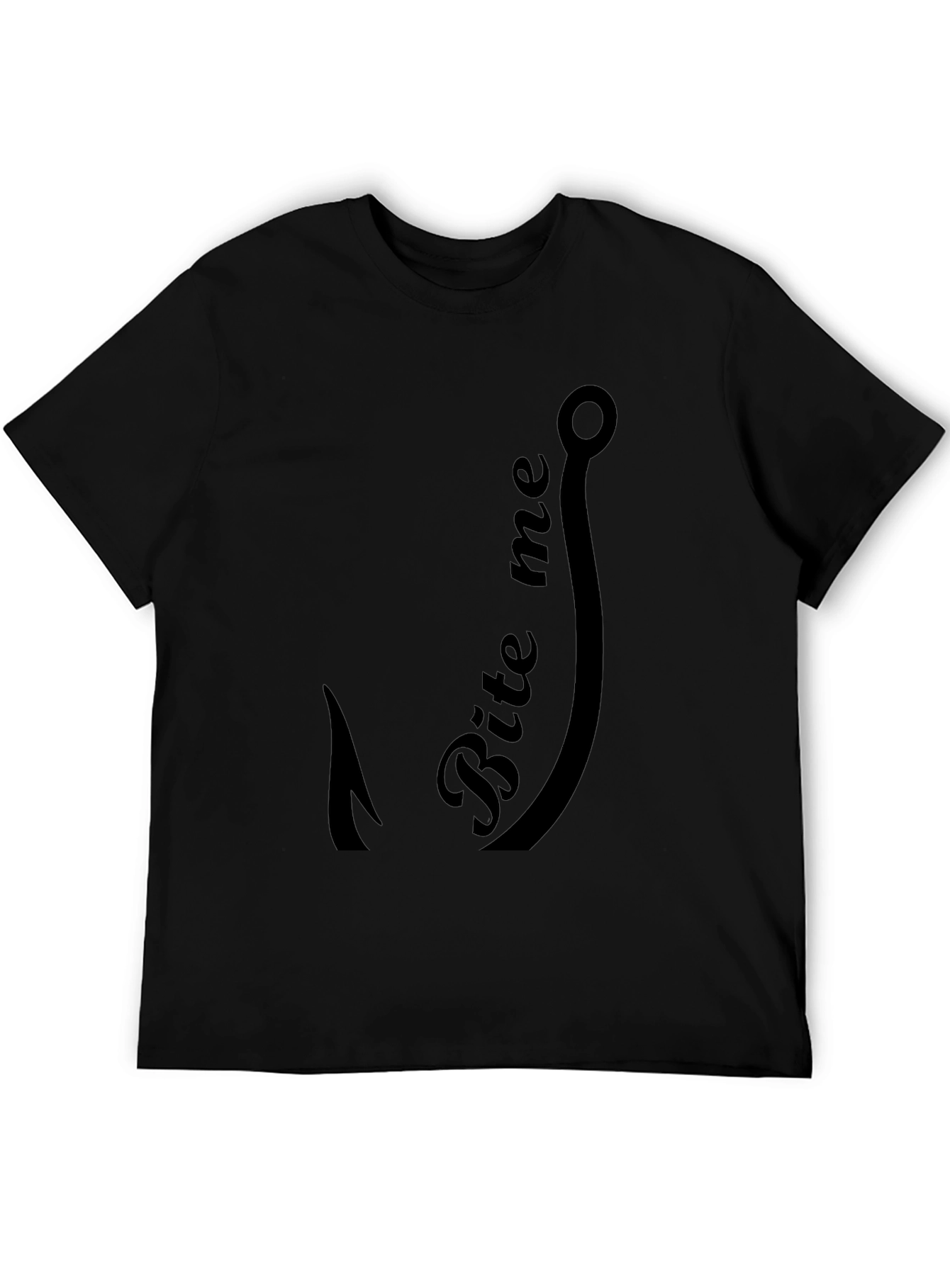 Bite Me Fishing Hook Graphic Tee - Black