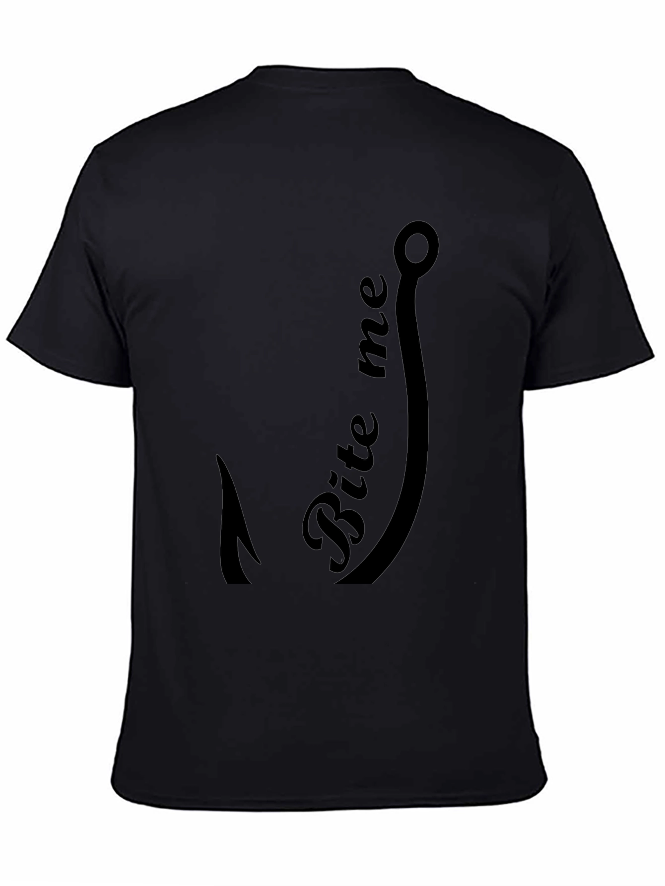 Bite Me Fishing Hook Graphic Tee - Black