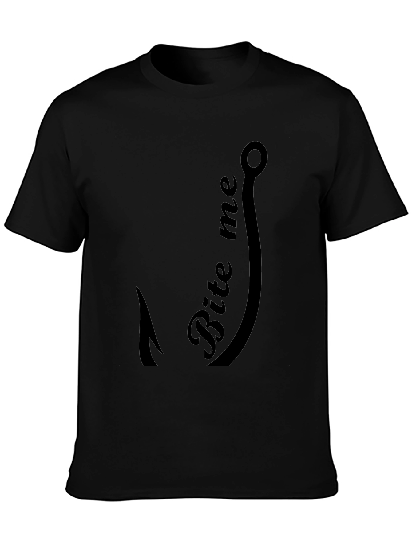 Bite Me Fishing Hook Graphic Tee - Black