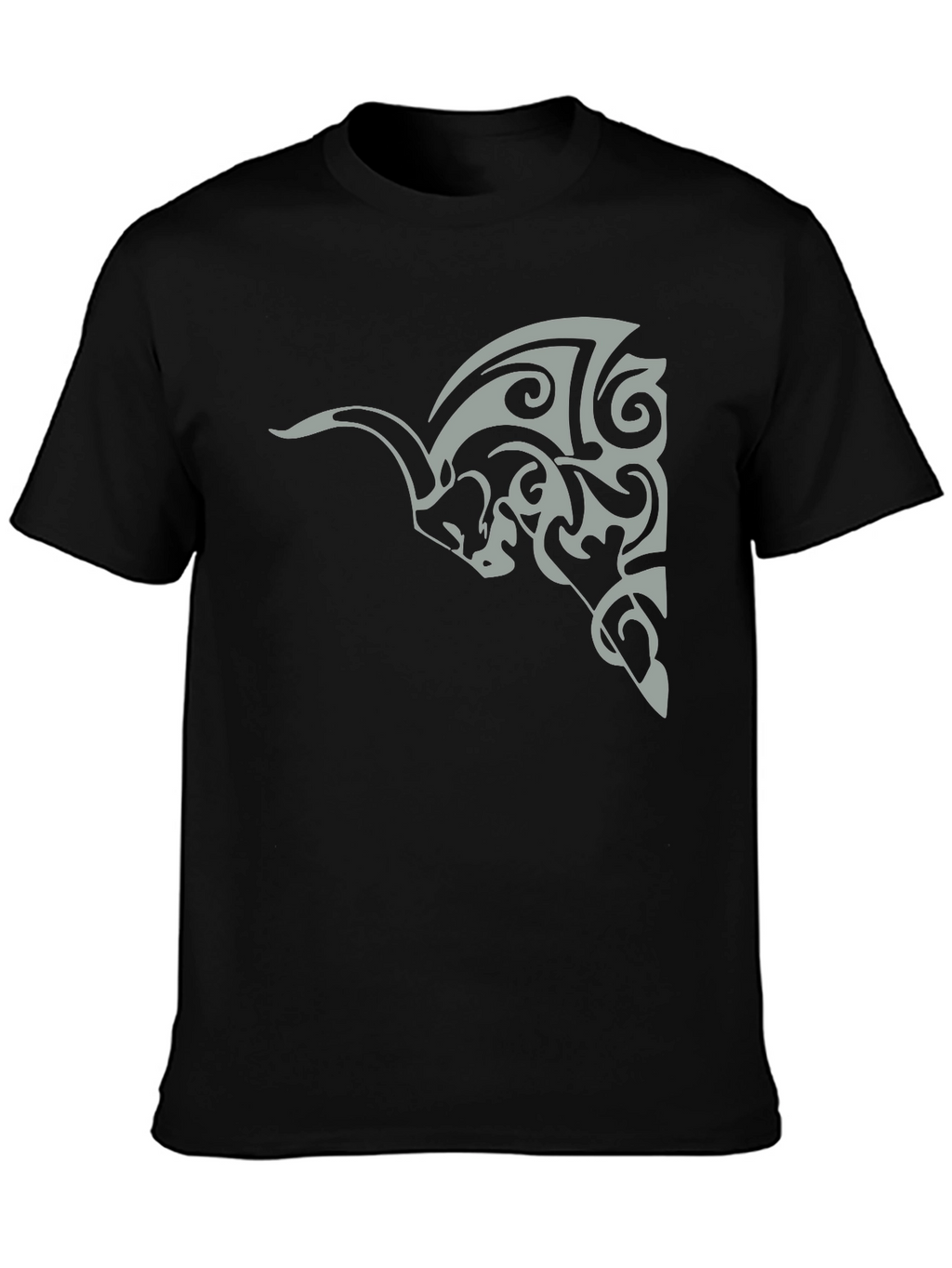 Tribal Bull Graphic Tee - Black Cotton Casual Wear