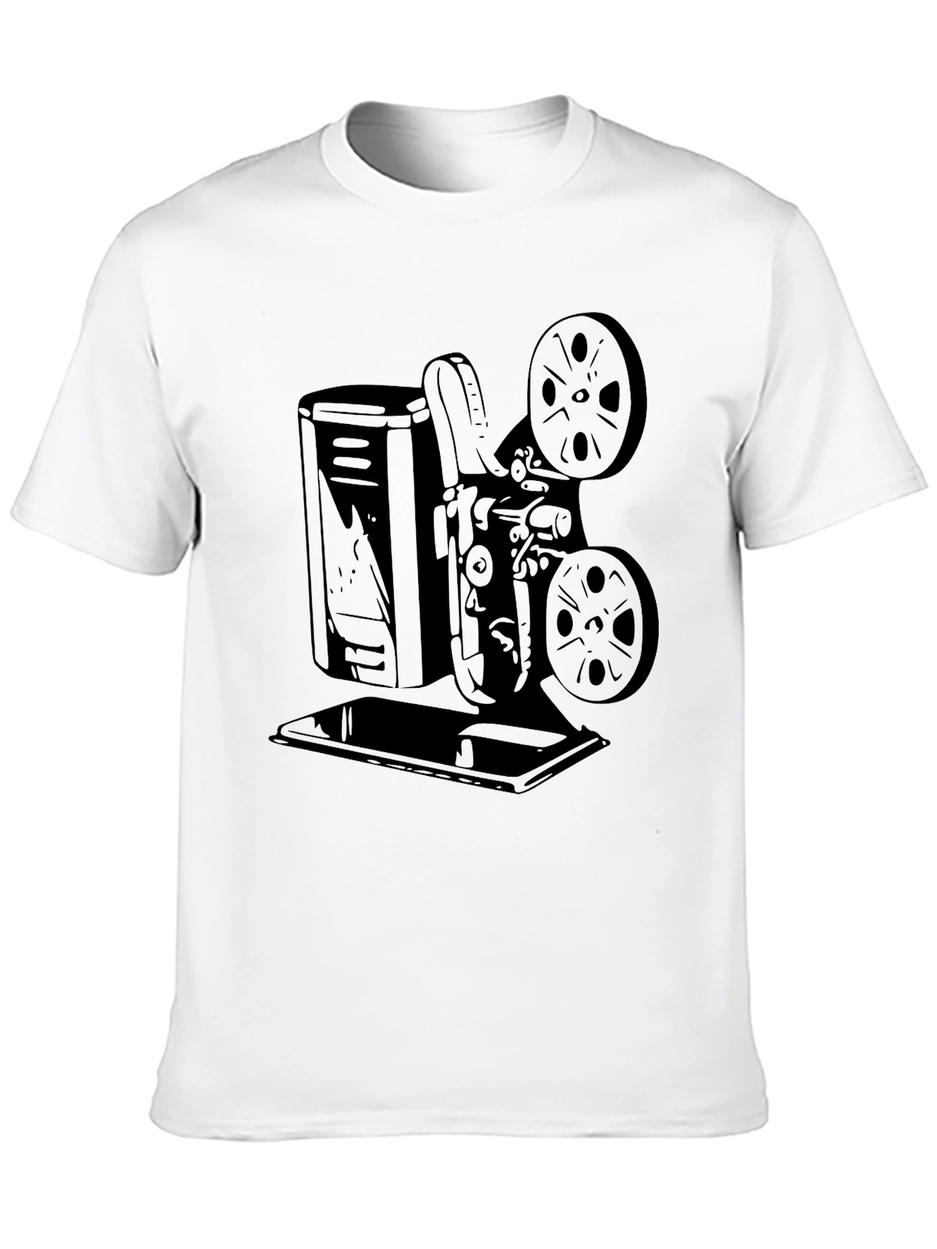 Retro Movie Projector Graphic Tee - Classic Film Fan Shirt