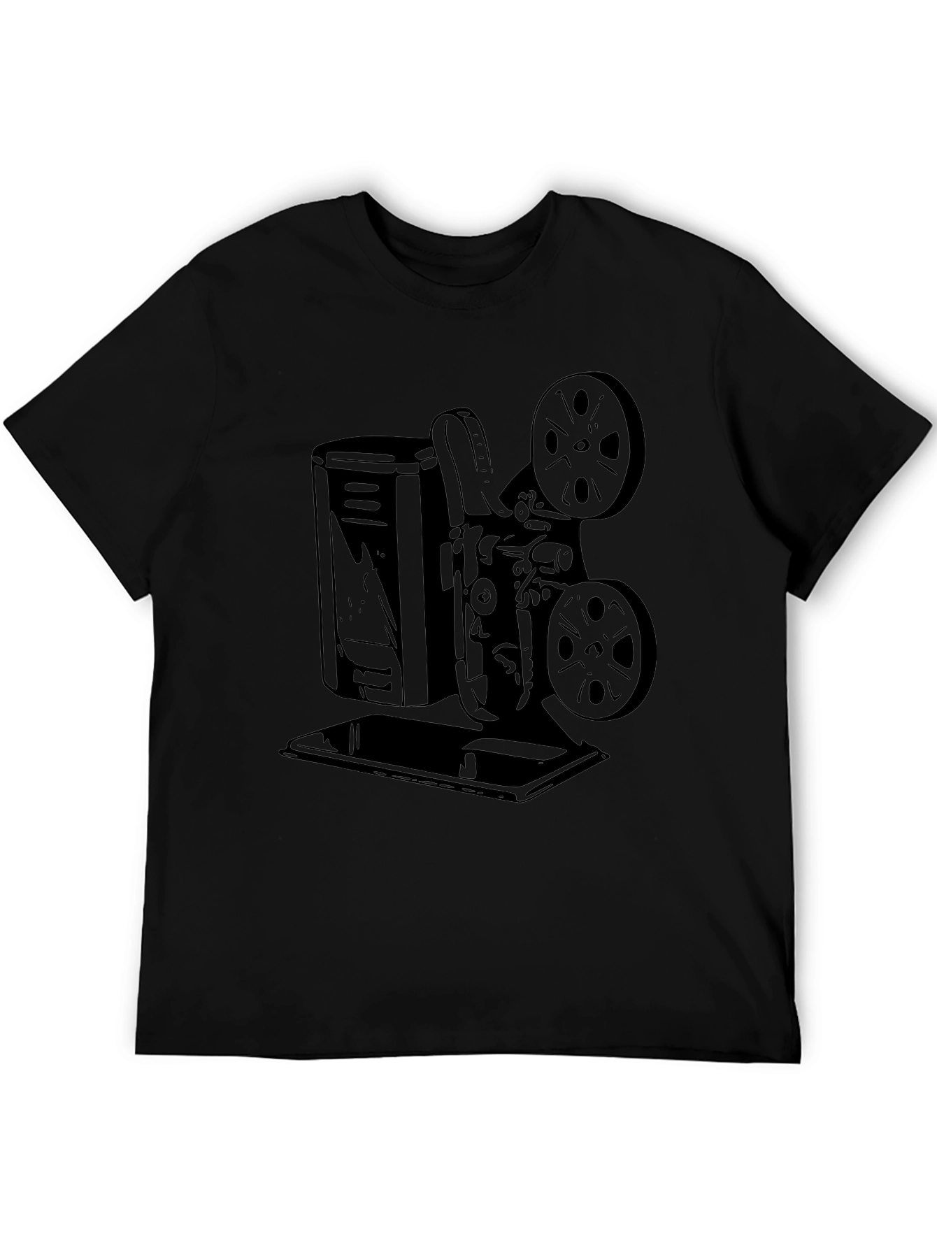 Retro Movie Projector Graphic Tee - Classic Film Fan Shirt