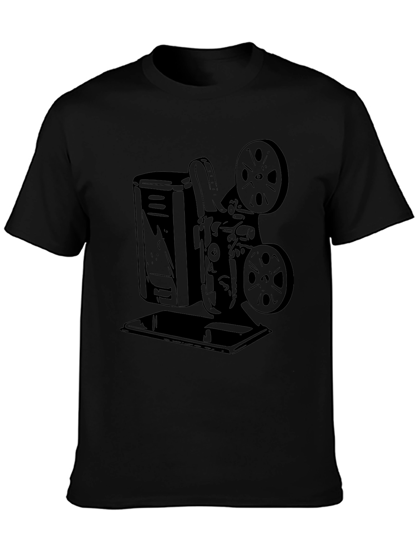 Retro Movie Projector Graphic Tee - Classic Film Fan Shirt