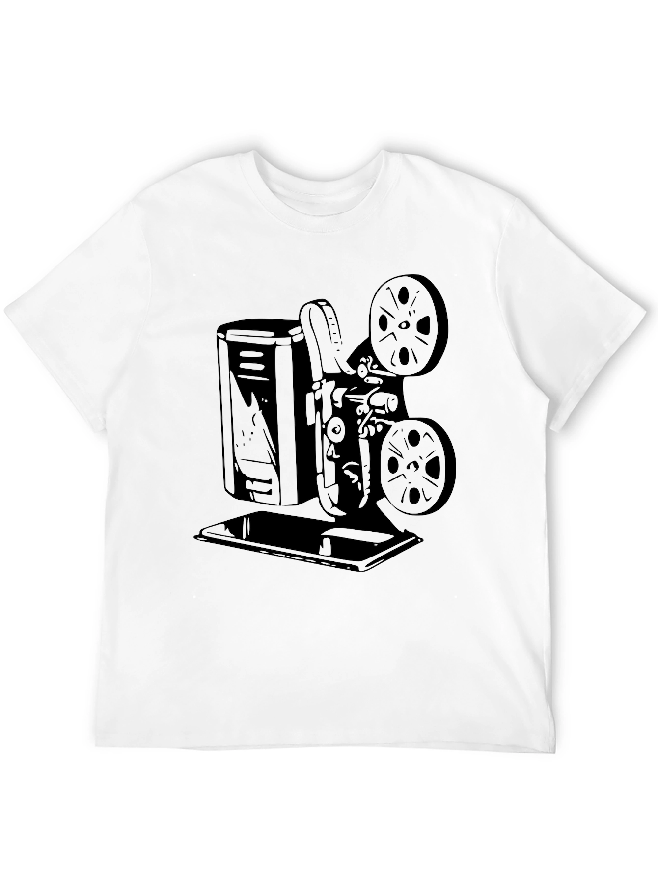 Retro Movie Projector Graphic Tee - Classic Film Fan Shirt