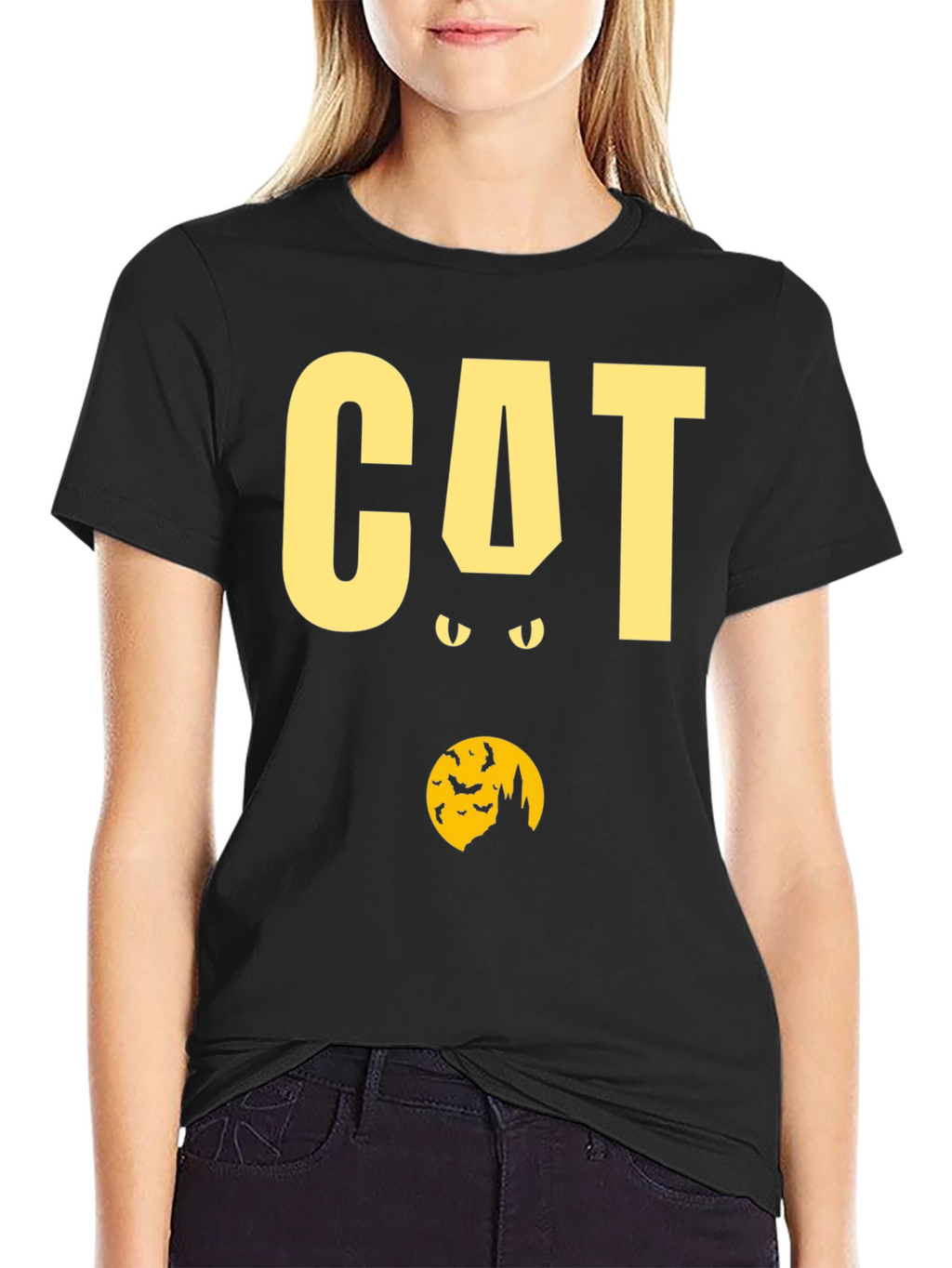 Halloween Cat Graphic T-Shirt - Spooky Season Tee