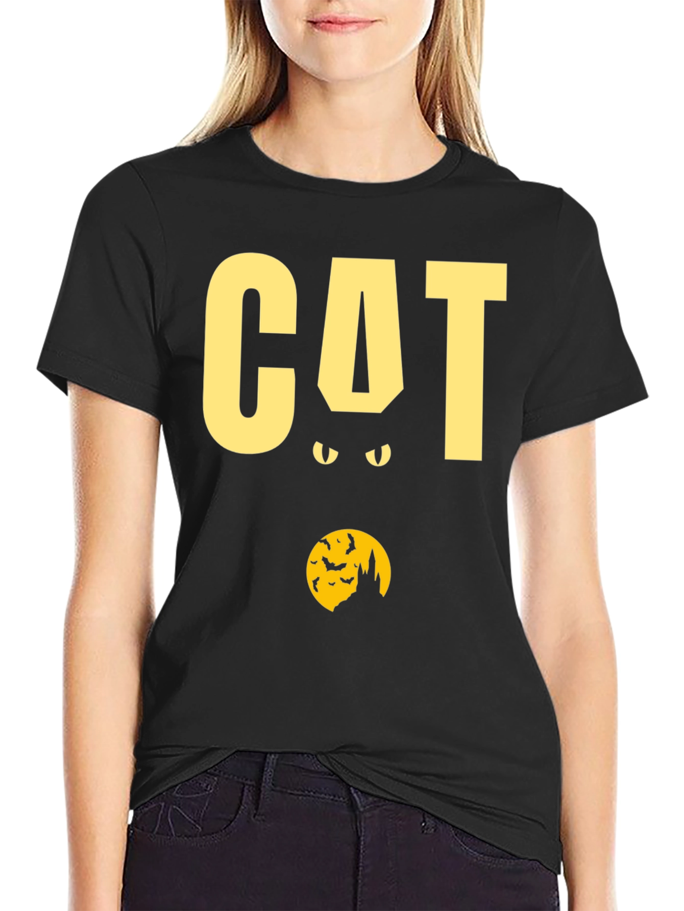 Halloween Cat Graphic T-Shirt - Spooky Season Tee