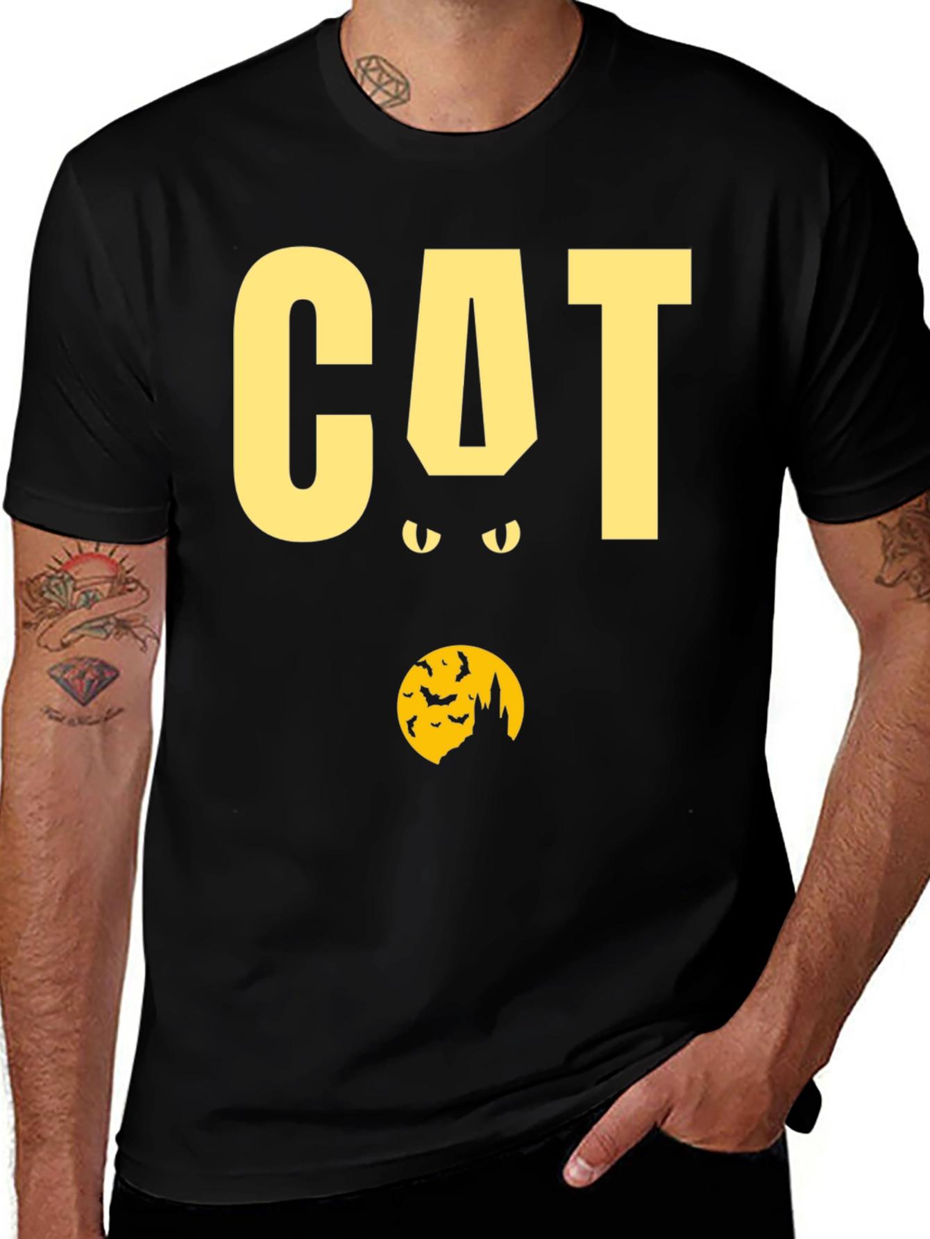 Halloween Cat Graphic T-Shirt - Spooky Season Tee
