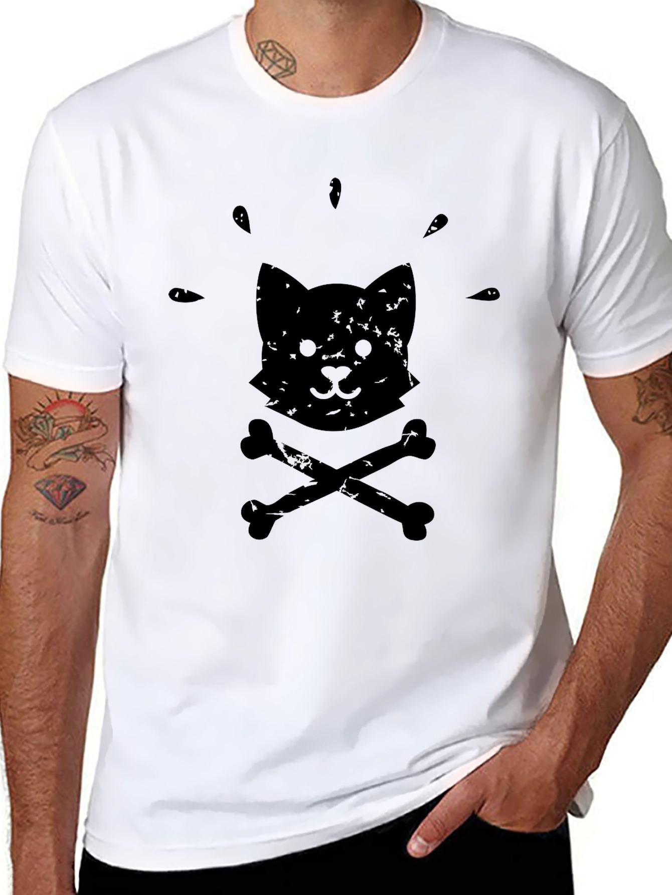 Black Cat & Crossbones Graphic Tee - Soft Cotton Comfort