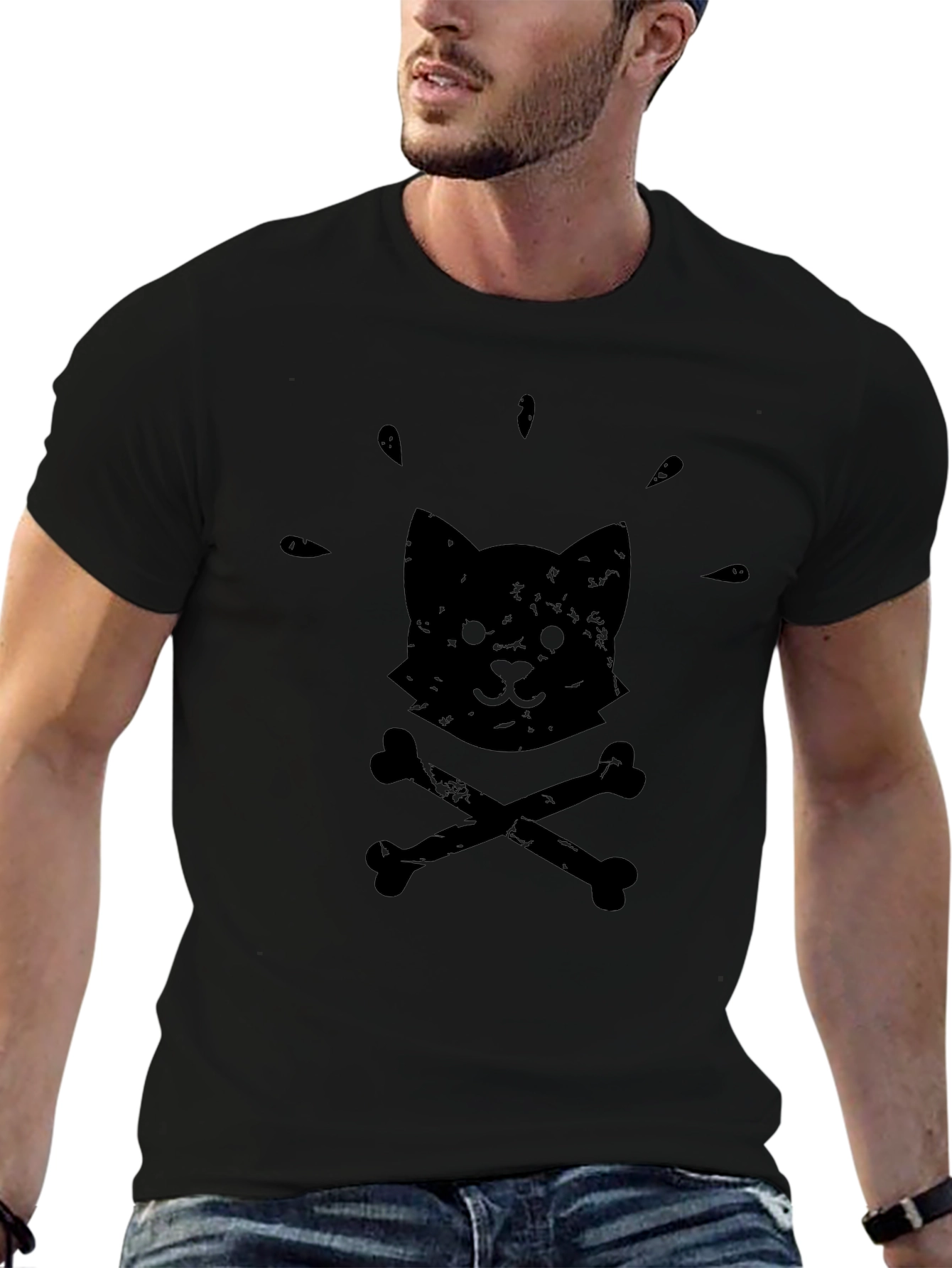 Black Cat & Crossbones Graphic Tee - Soft Cotton Comfort