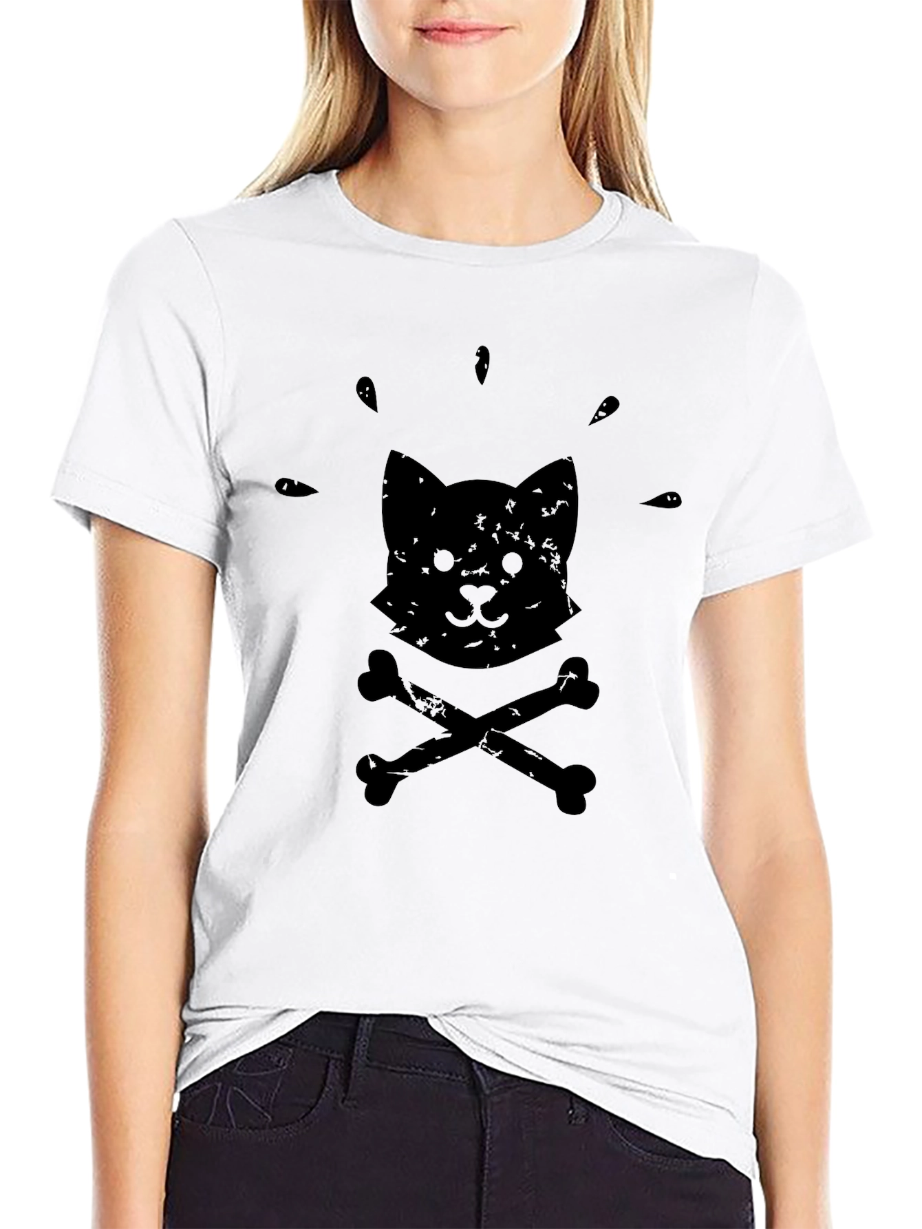 Black Cat & Crossbones Graphic Tee - Soft Cotton Comfort