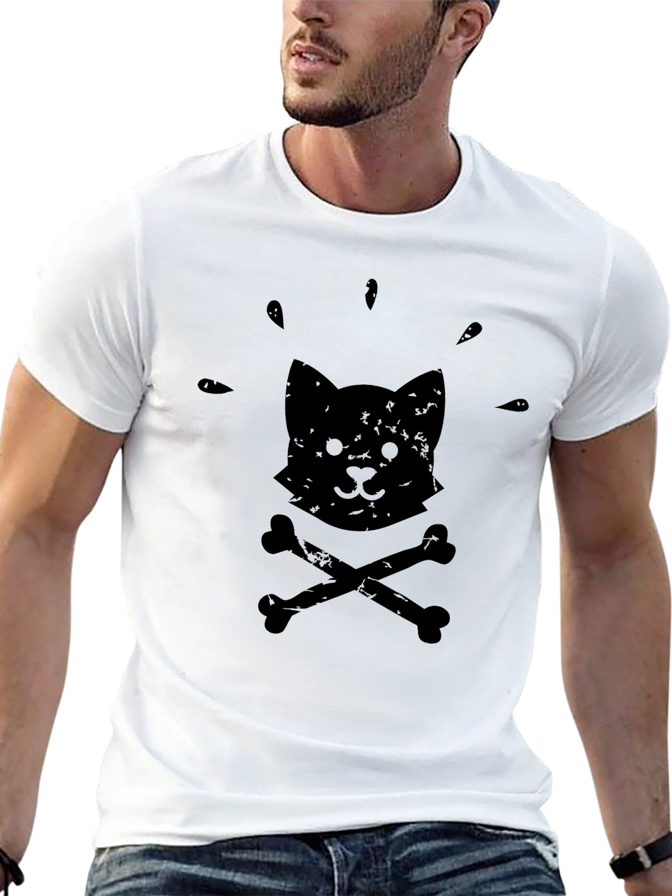 Black Cat & Crossbones Graphic Tee - Soft Cotton Comfort