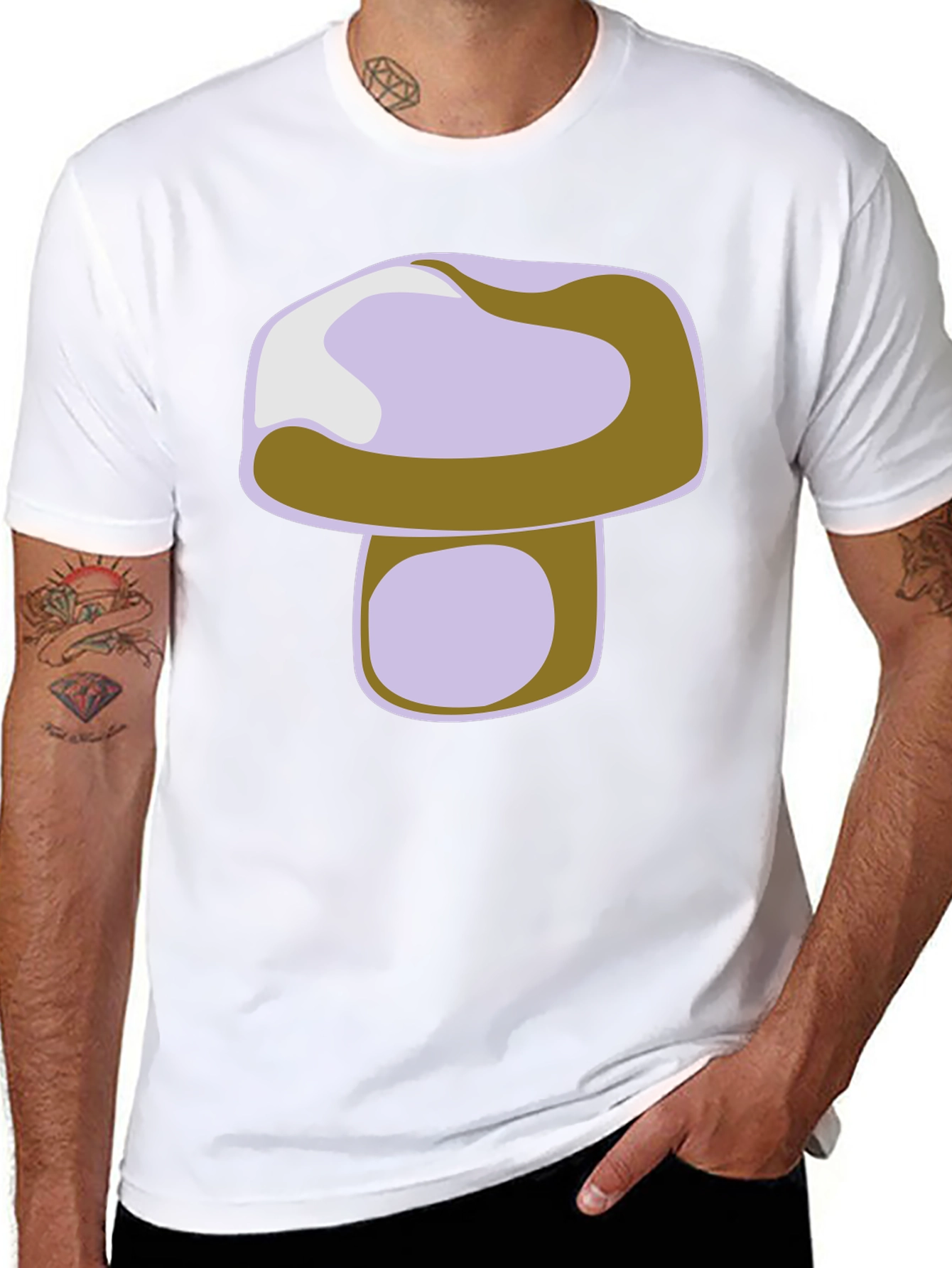 Mushroom Graphic Print Black T-Shirt