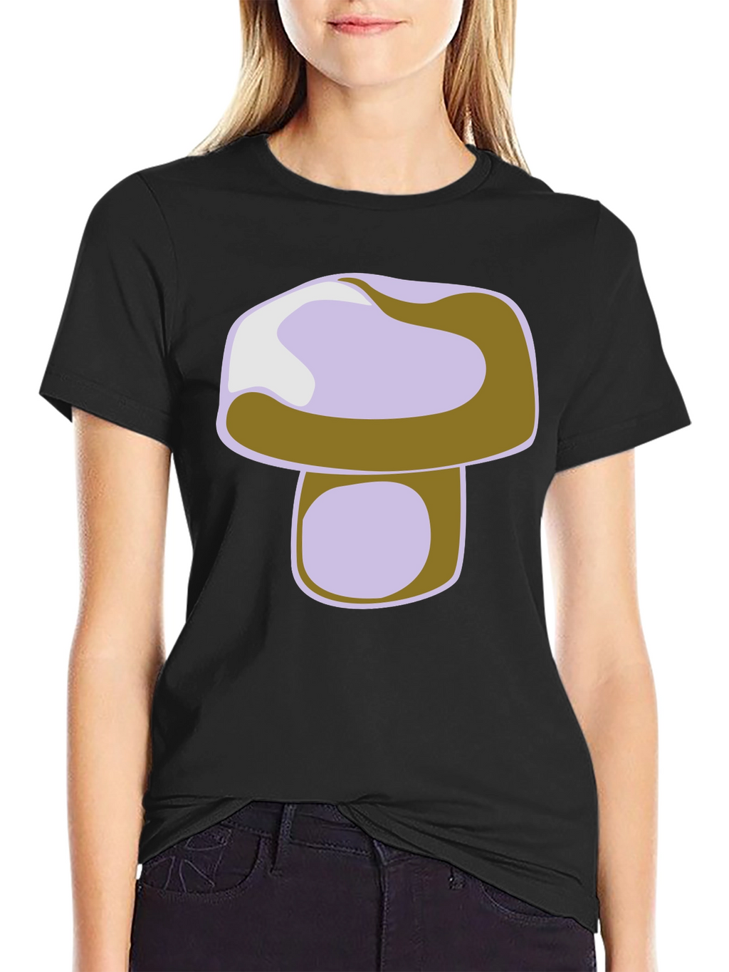 Mushroom Graphic Print Black T-Shirt