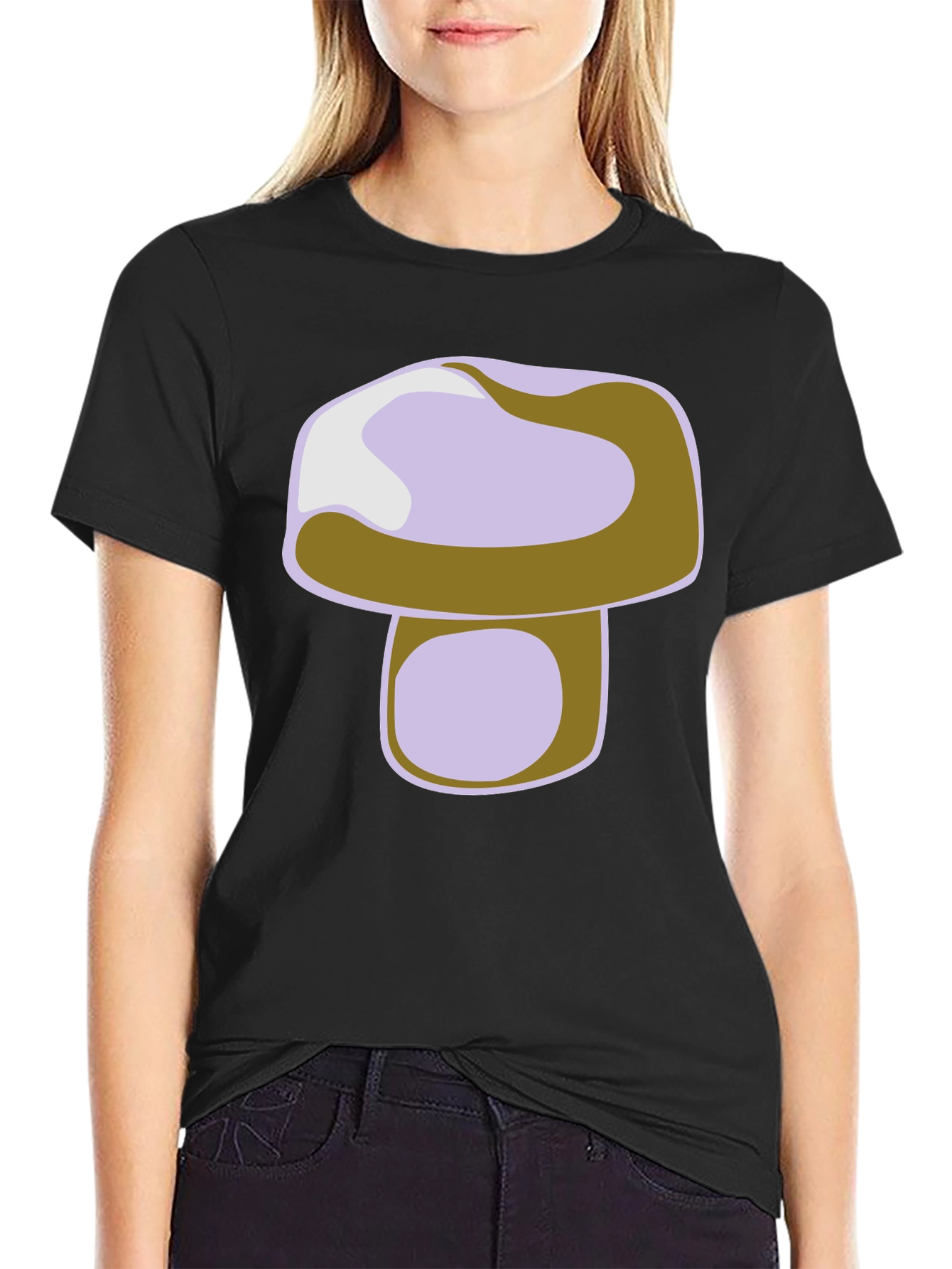 Mushroom Graphic Print Black T-Shirt