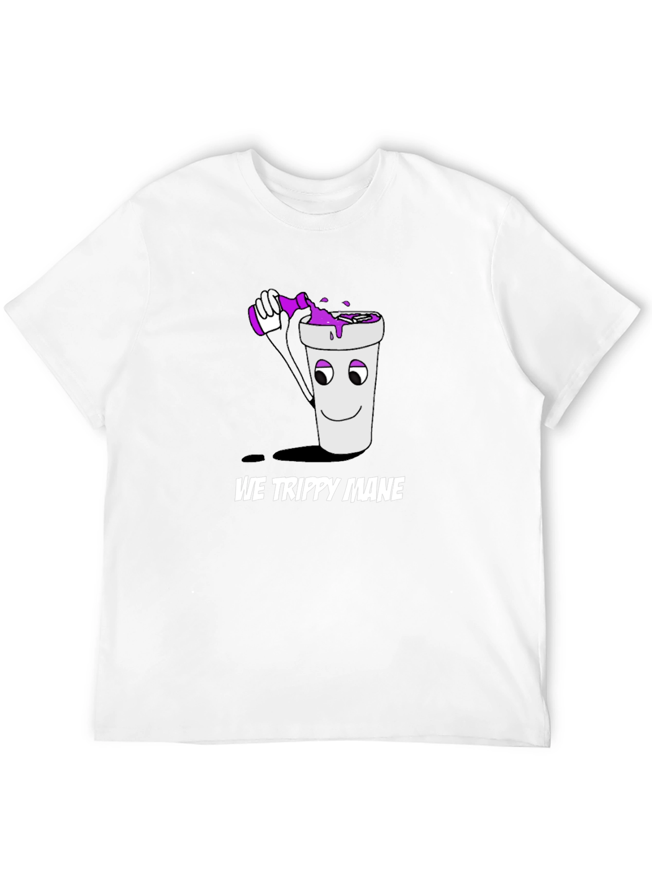 We Trippy Mane Black T-Shirt with Cup and Drink Design