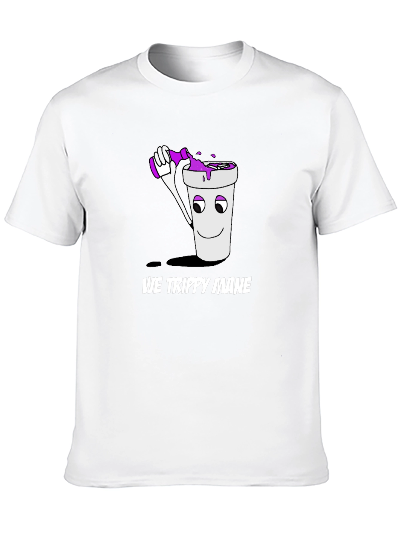 We Trippy Mane Black T-Shirt with Cup and Drink Design