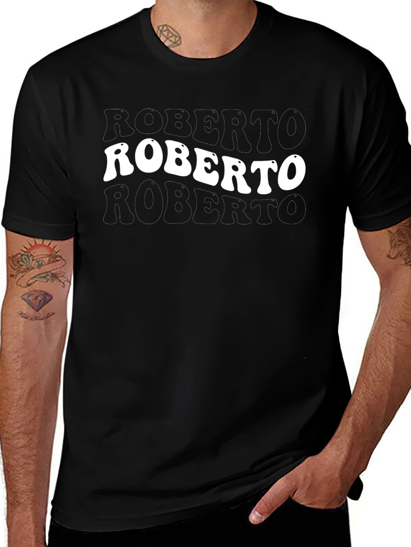 Roberto Stacked Text Graphic T-Shirt