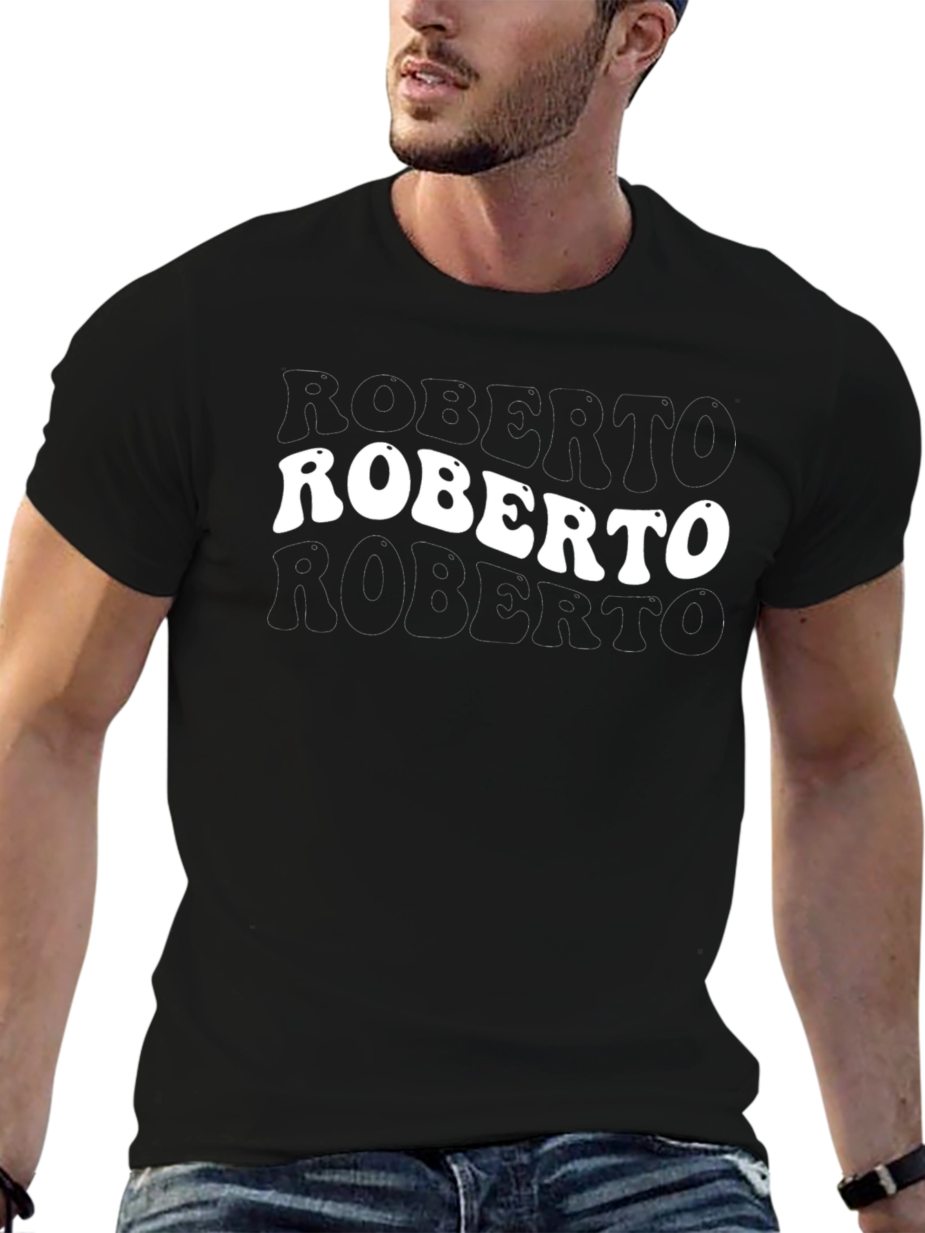 Roberto Stacked Text Graphic T-Shirt