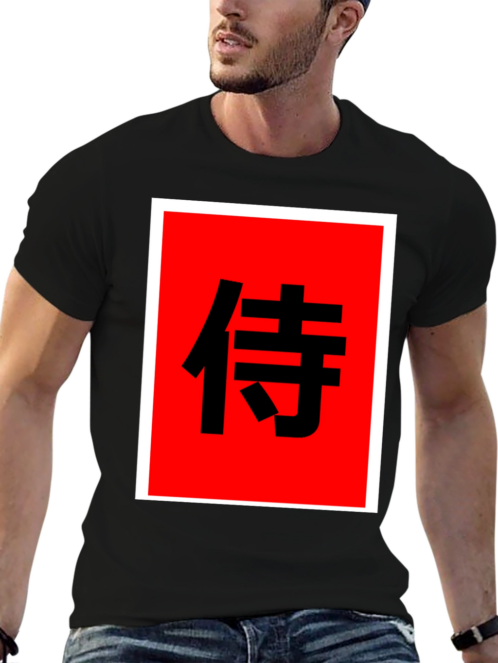 Samurai Kanji Graphic Tee - Bold Black Shirt