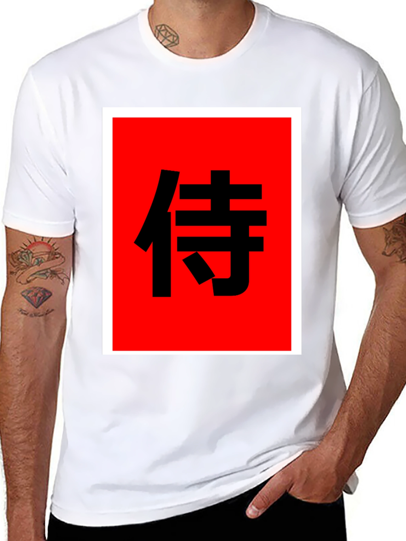Samurai Kanji Graphic Tee - Bold Black Shirt