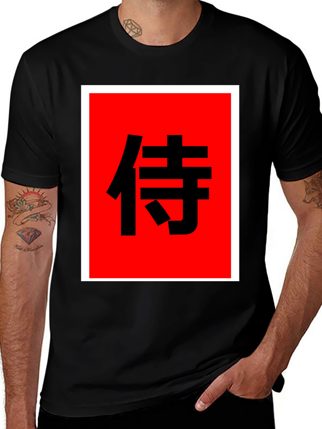Samurai Kanji Graphic Tee - Bold Black Shirt