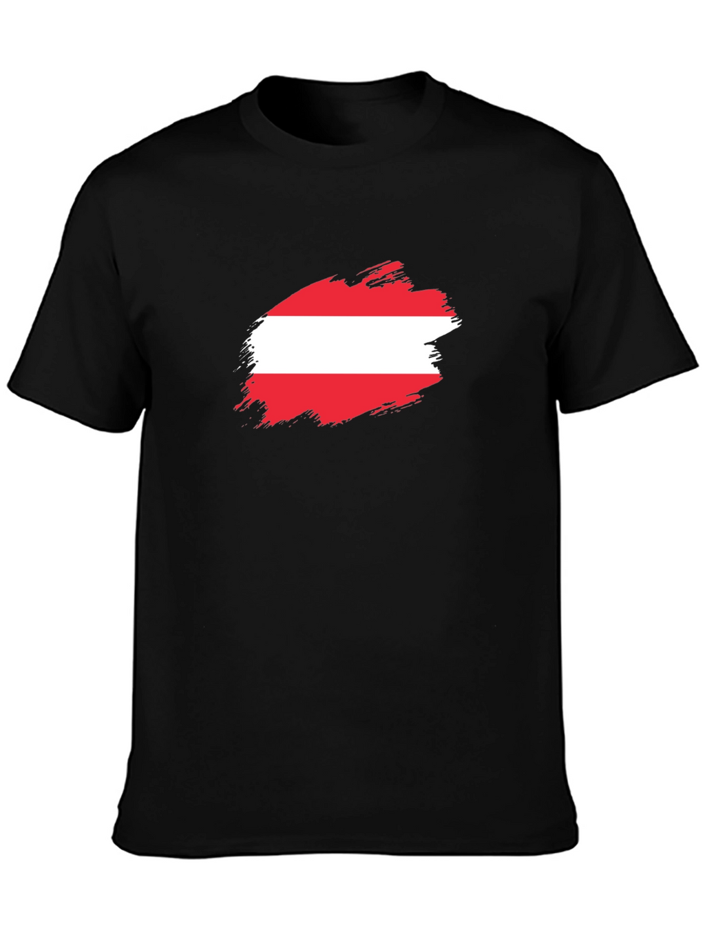 Austria Flag Brush Stroke Black T-Shirt
