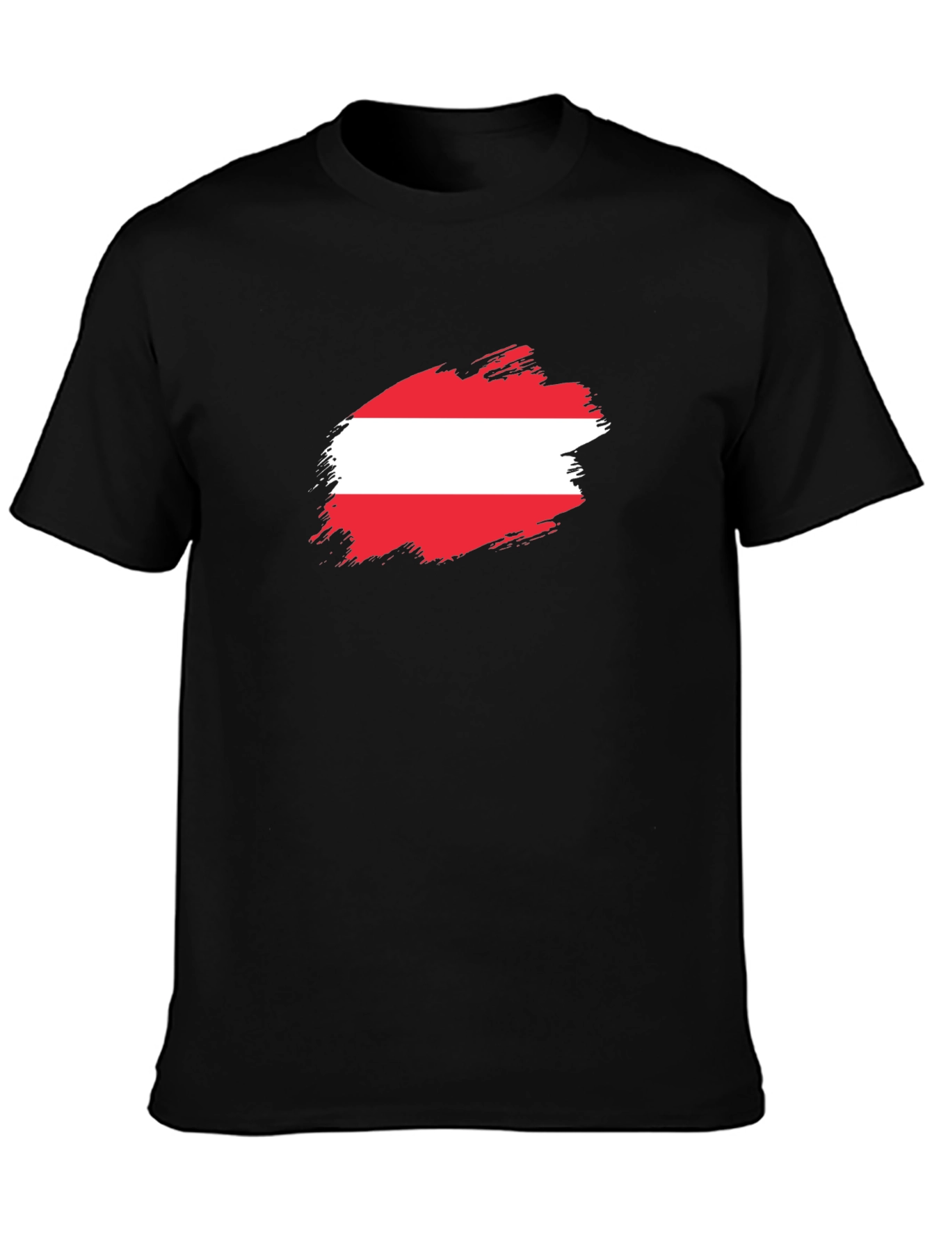 Austria Flag Brush Stroke Black T-Shirt