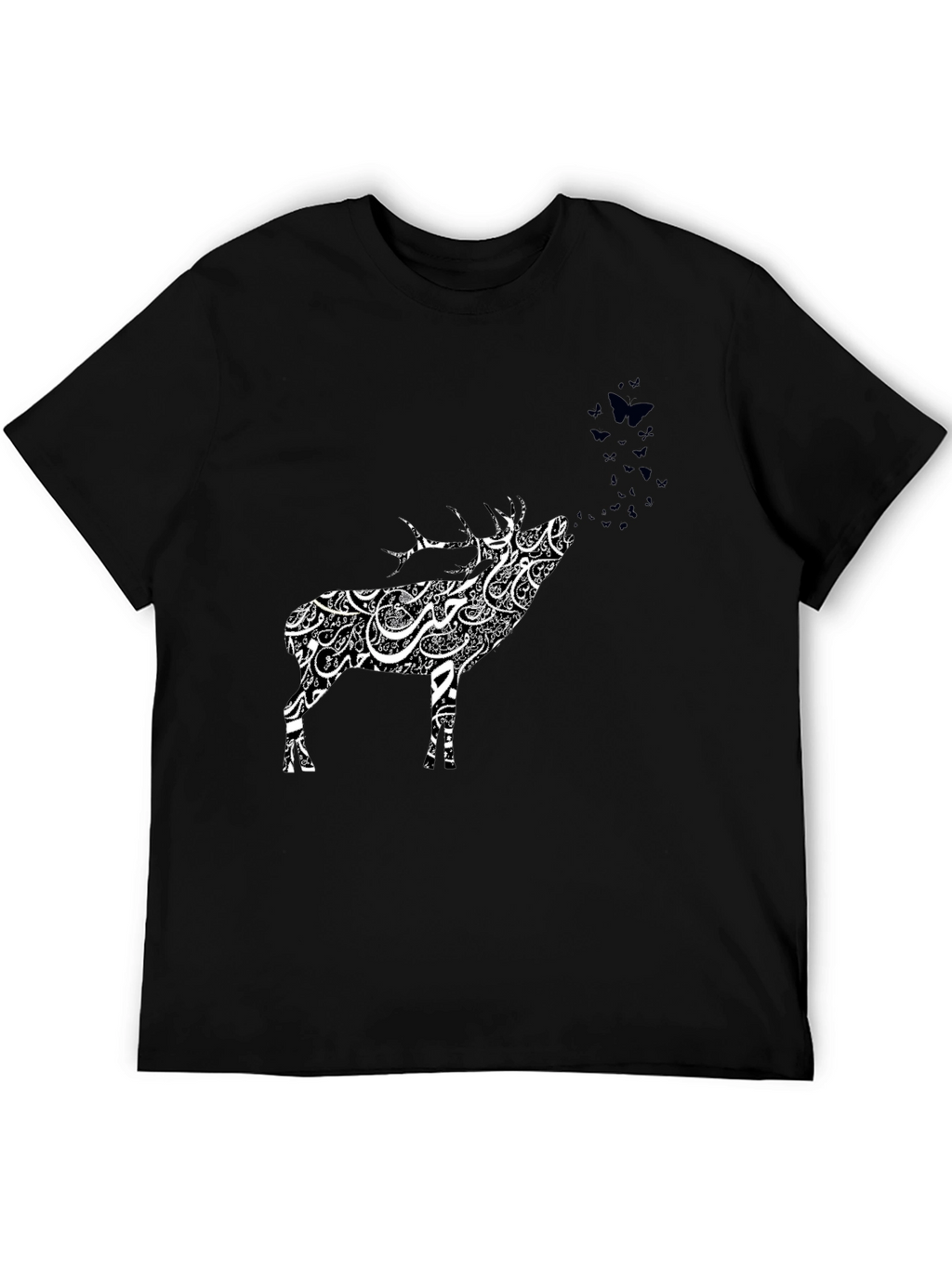 Deer Art Graphic Tee - Black