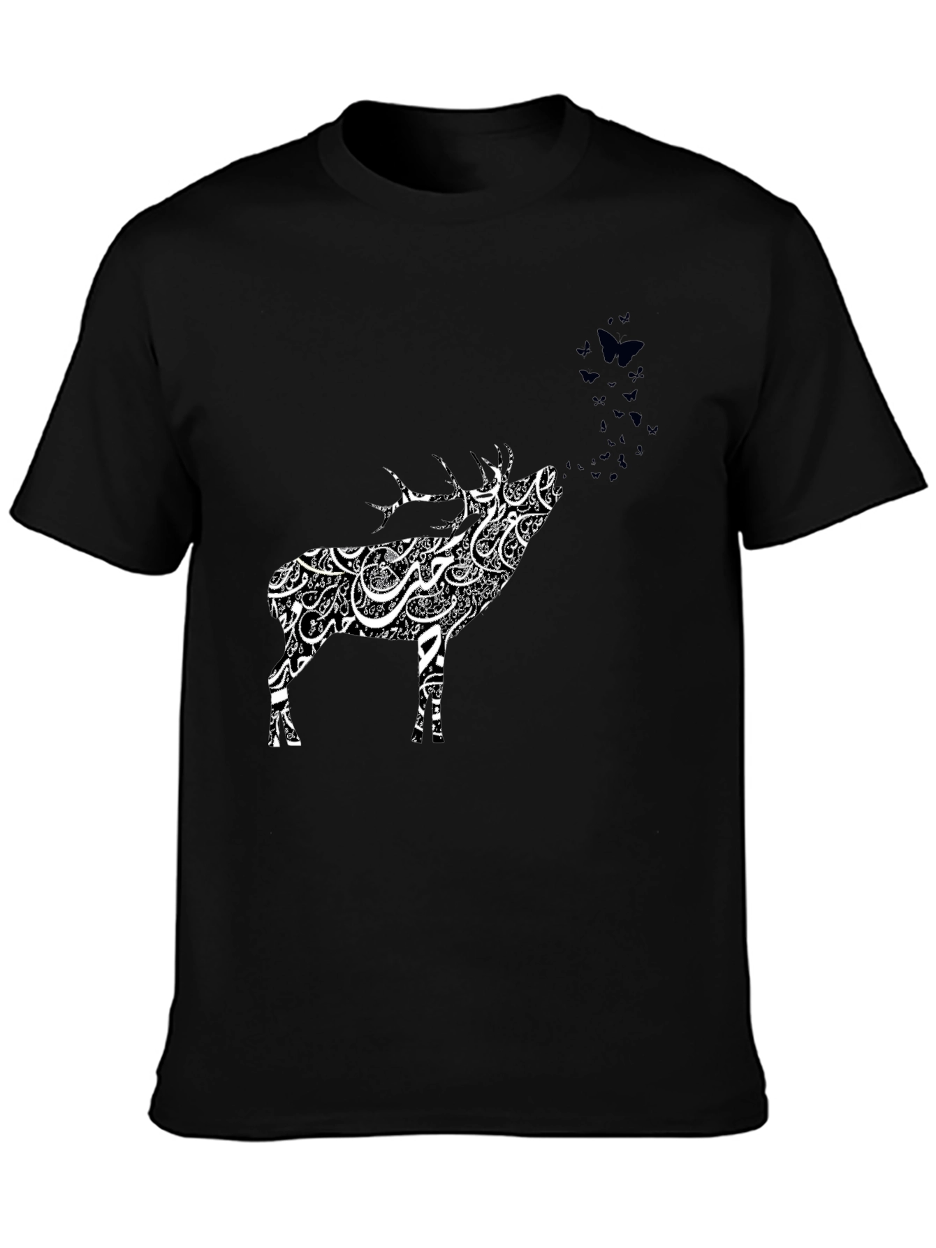 Deer Art Graphic Tee - Black
