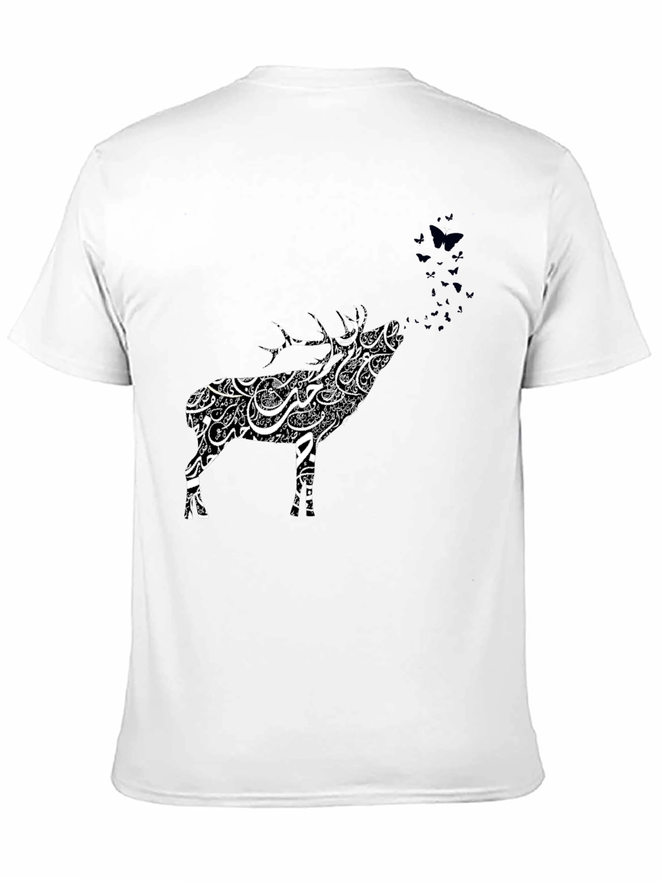 Deer Art Graphic Tee - Black