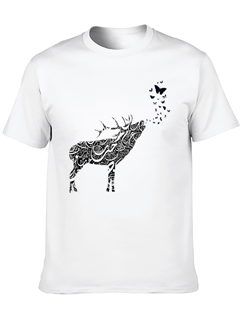 Deer Art Graphic Tee - Black