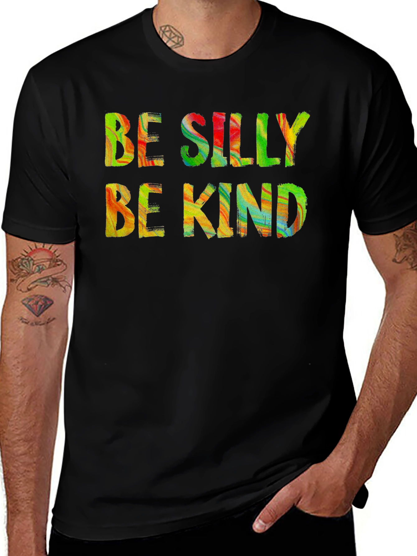 Be Silly Be Kind Graphic Tee - Black Cotton T-Shirt